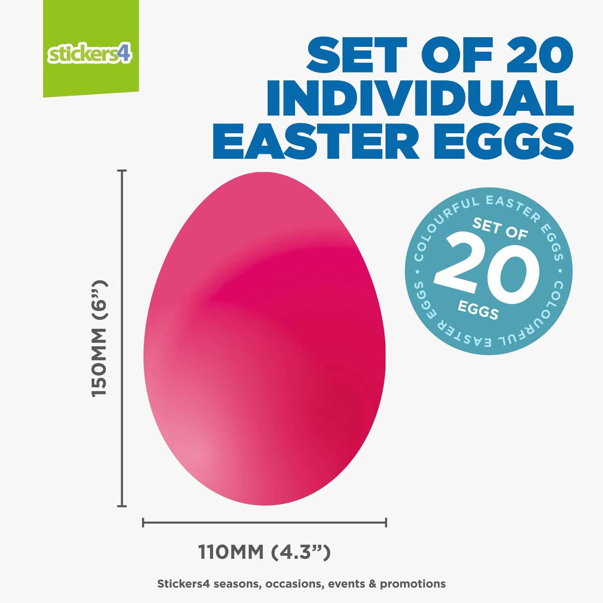 20 Individual Easter Egg Window Stickers