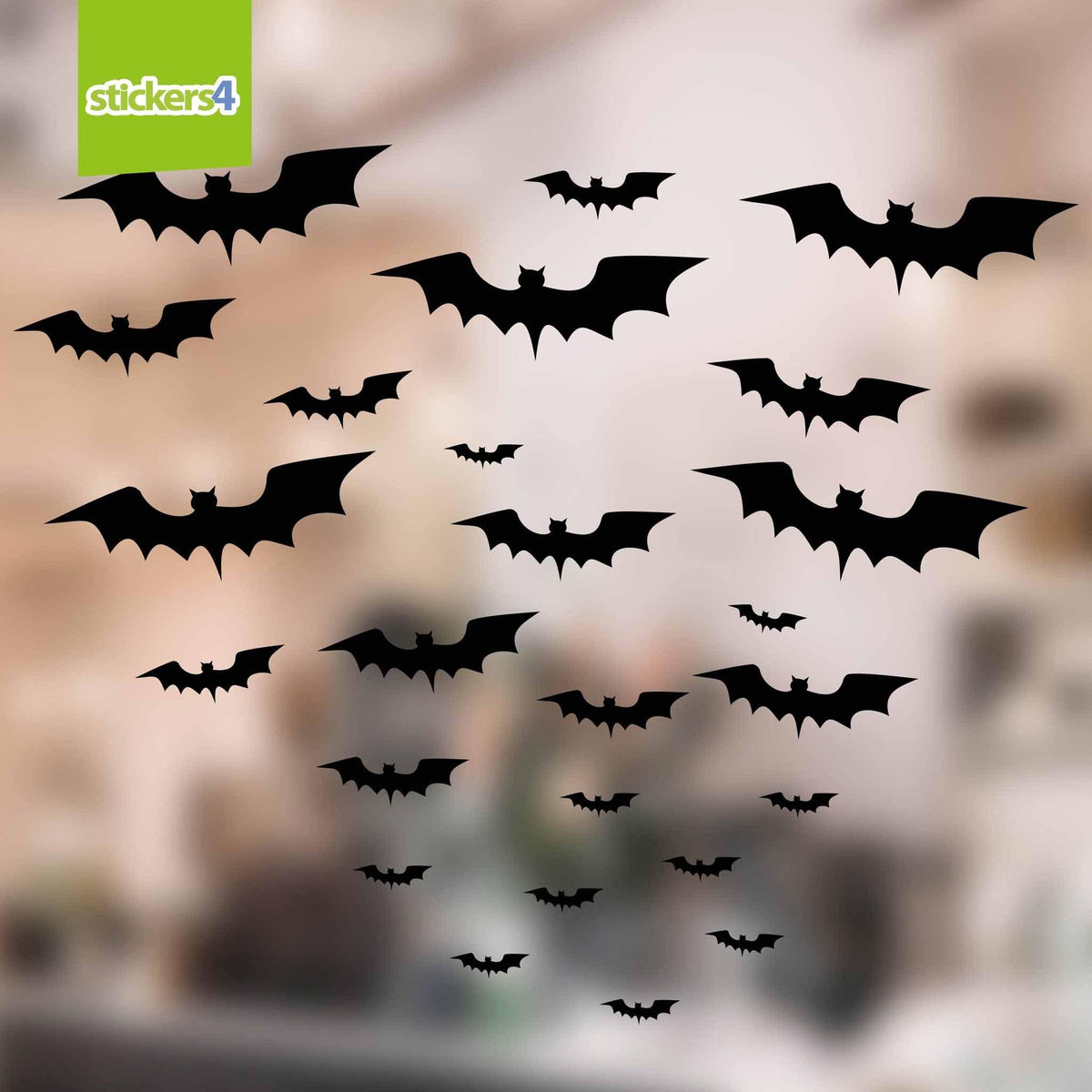 Set of 25 Halloween Bat Window Stickers (White or Black) Halloween Display