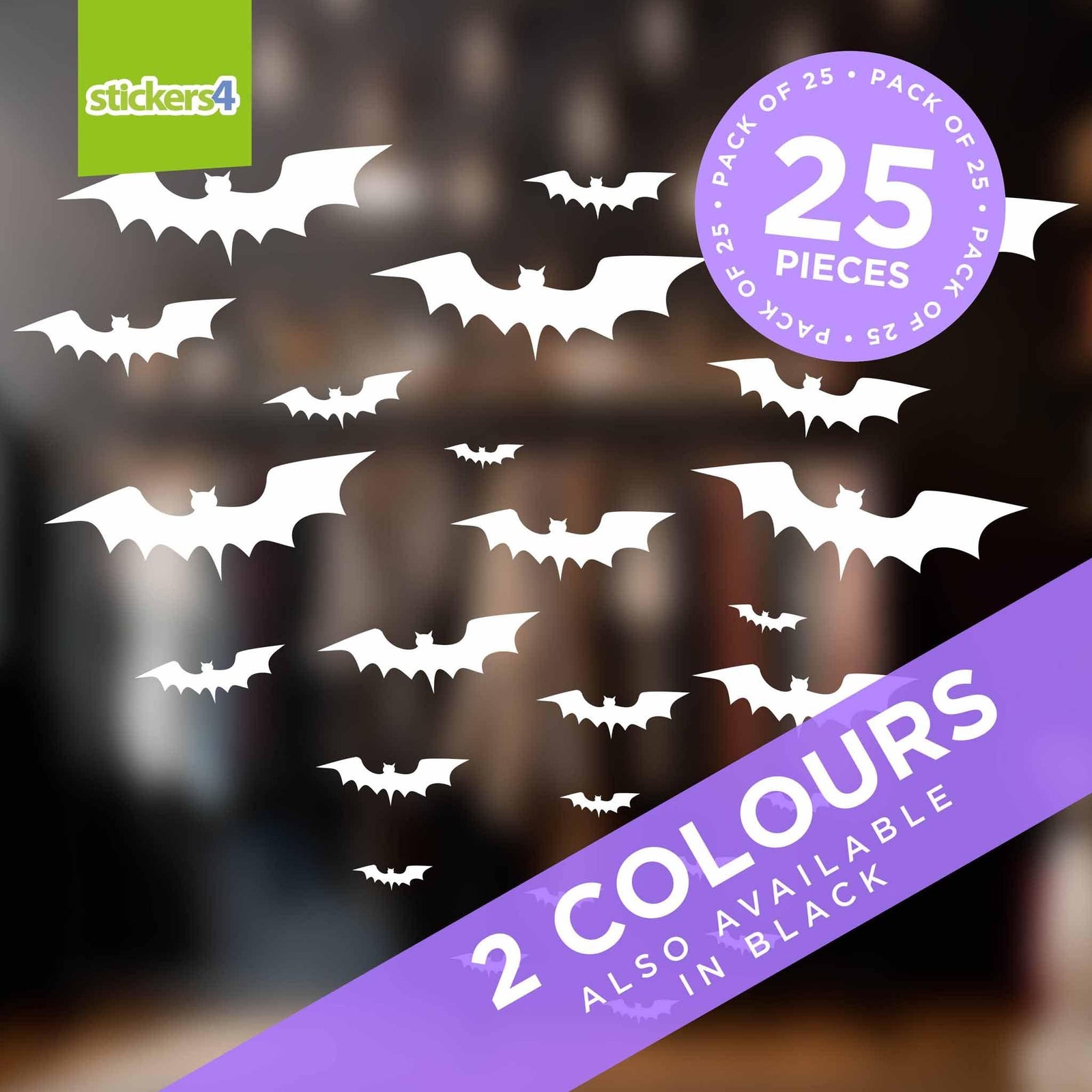 Set of 25 Bat Window Stickers Halloween Display