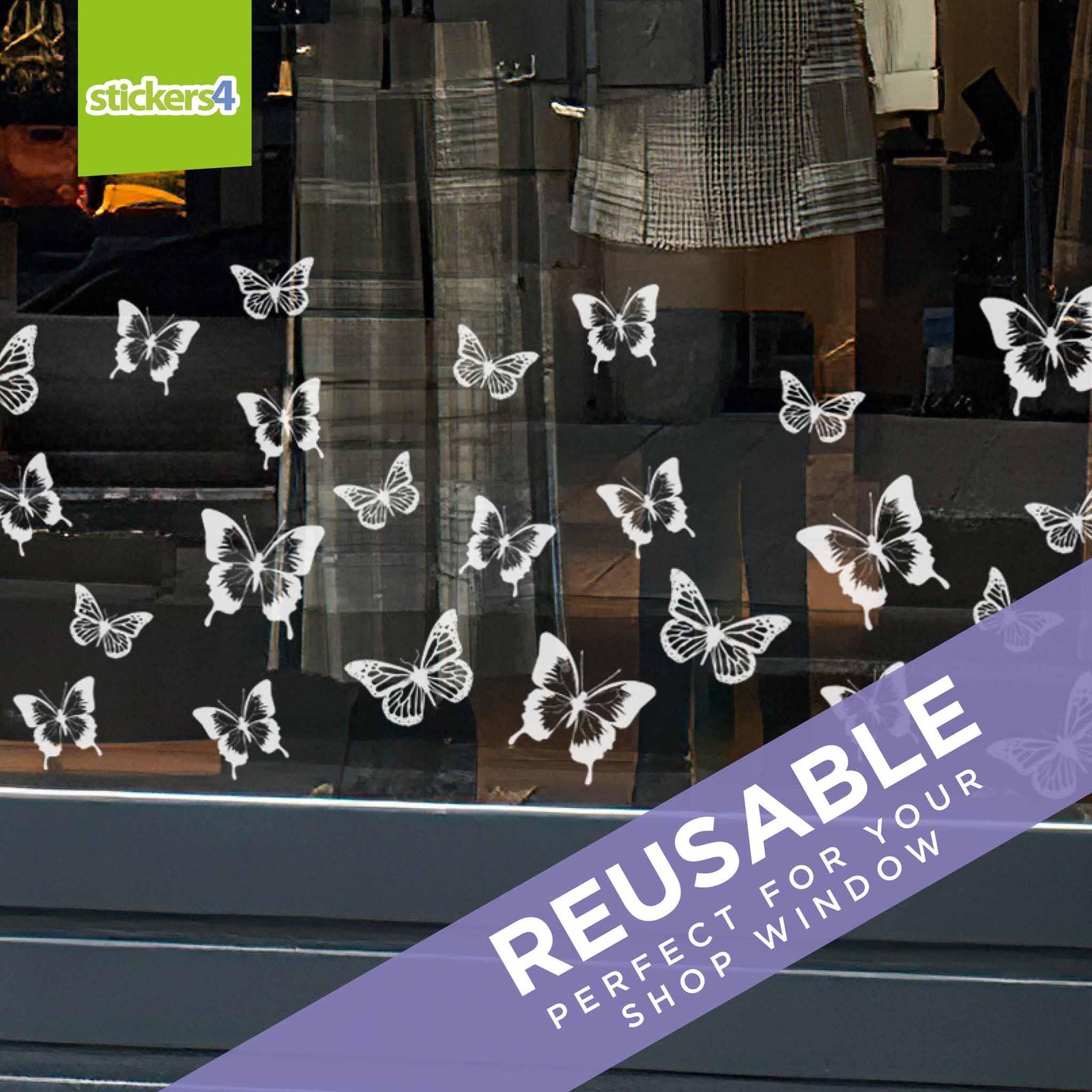 White Static Cling Butterflies (Set of 26) Decorative Bird Strike Prevention