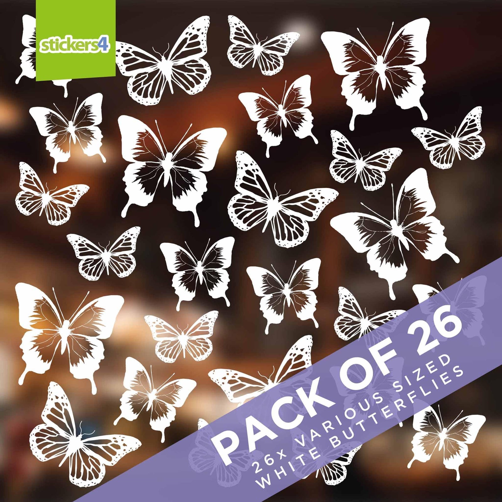 White Static Cling Butterflies (Set of 26) Decorative Bird Strike Prevention
