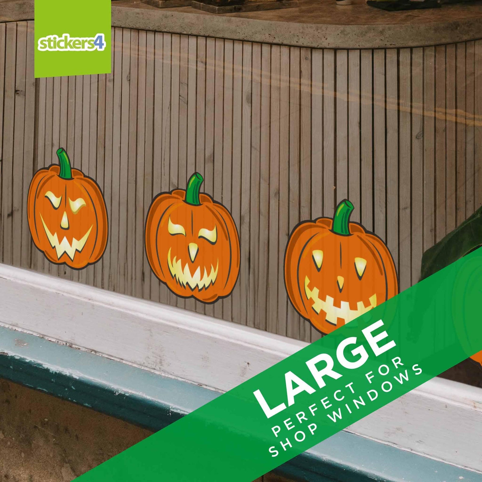 Set of 4 Large Halloween Pumpkin Window Stickers Halloween Display