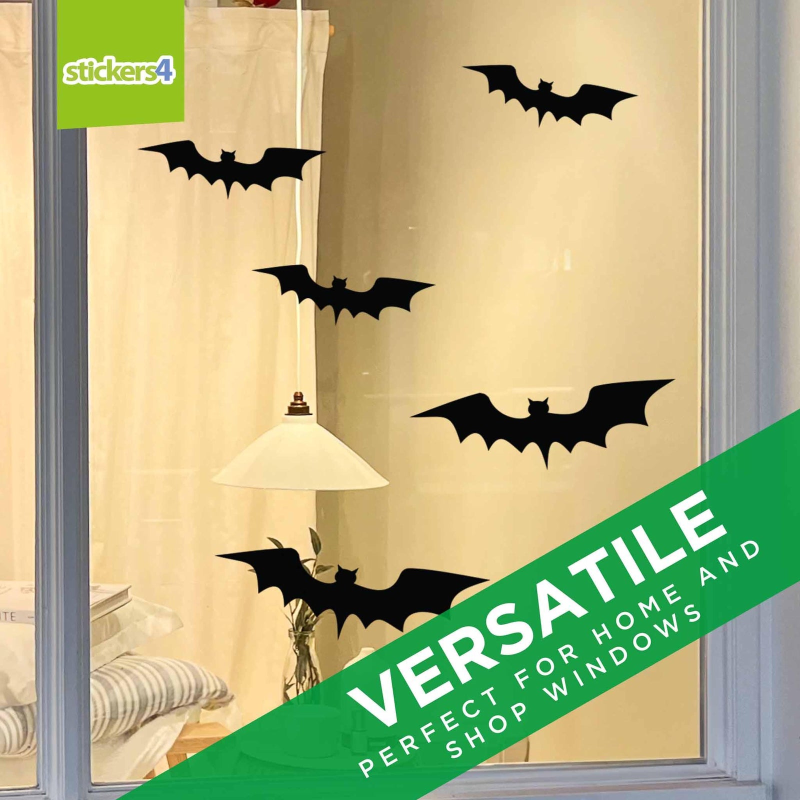Set of 5 Bat Window Stickers Halloween Display