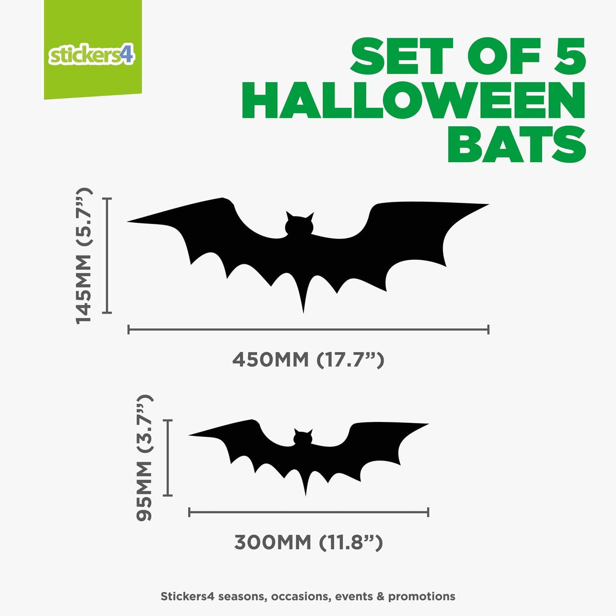 Set of 5 Halloween Bat Window Stickers Halloween Display