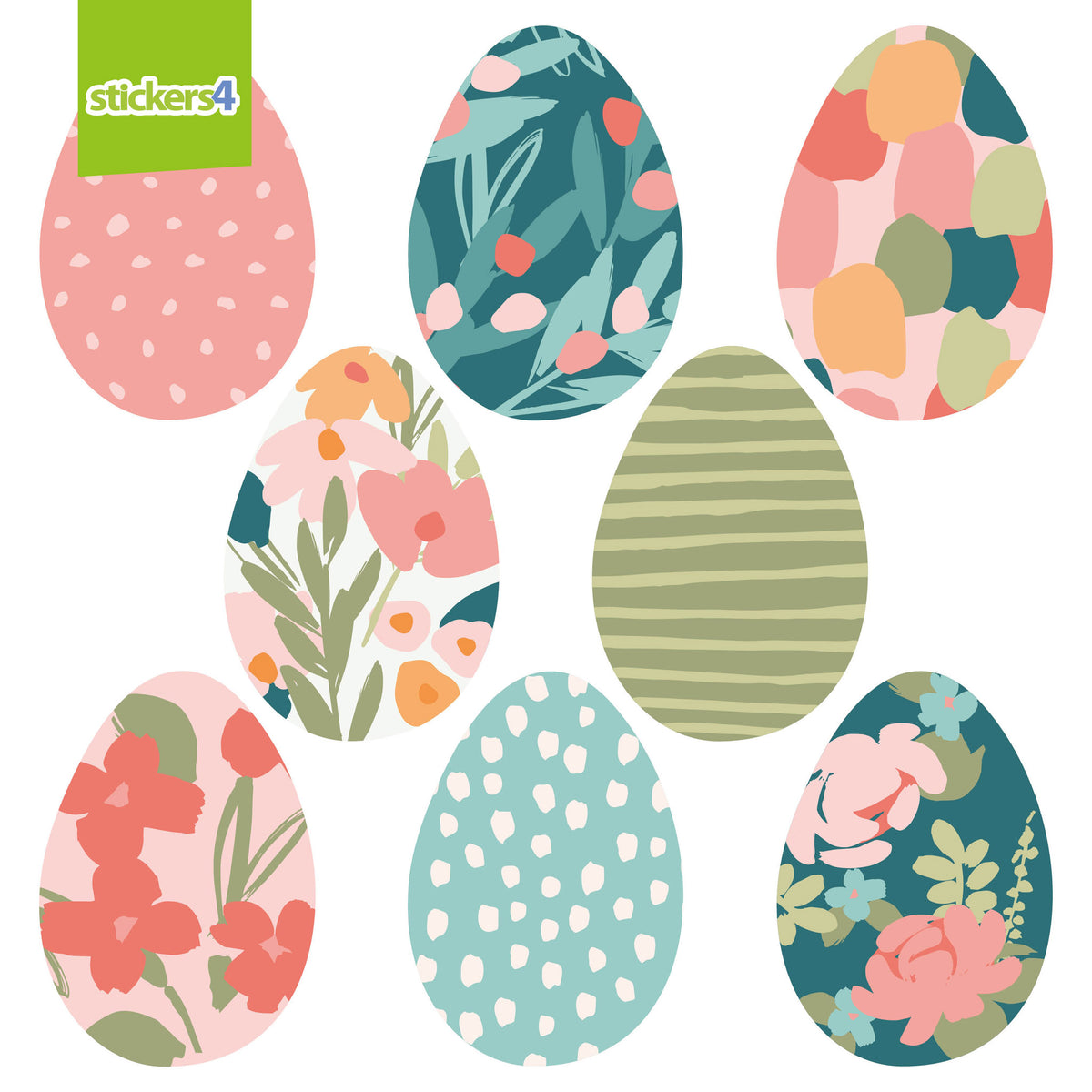 Set of 8 Abstract Egg Window Stickers