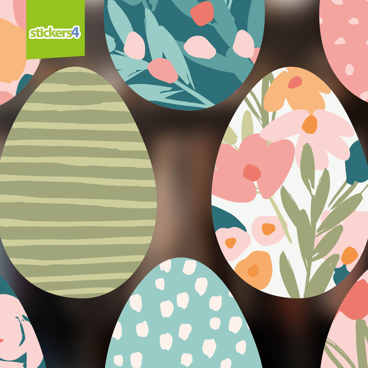 Set of 8 Abstract Egg Window Stickers