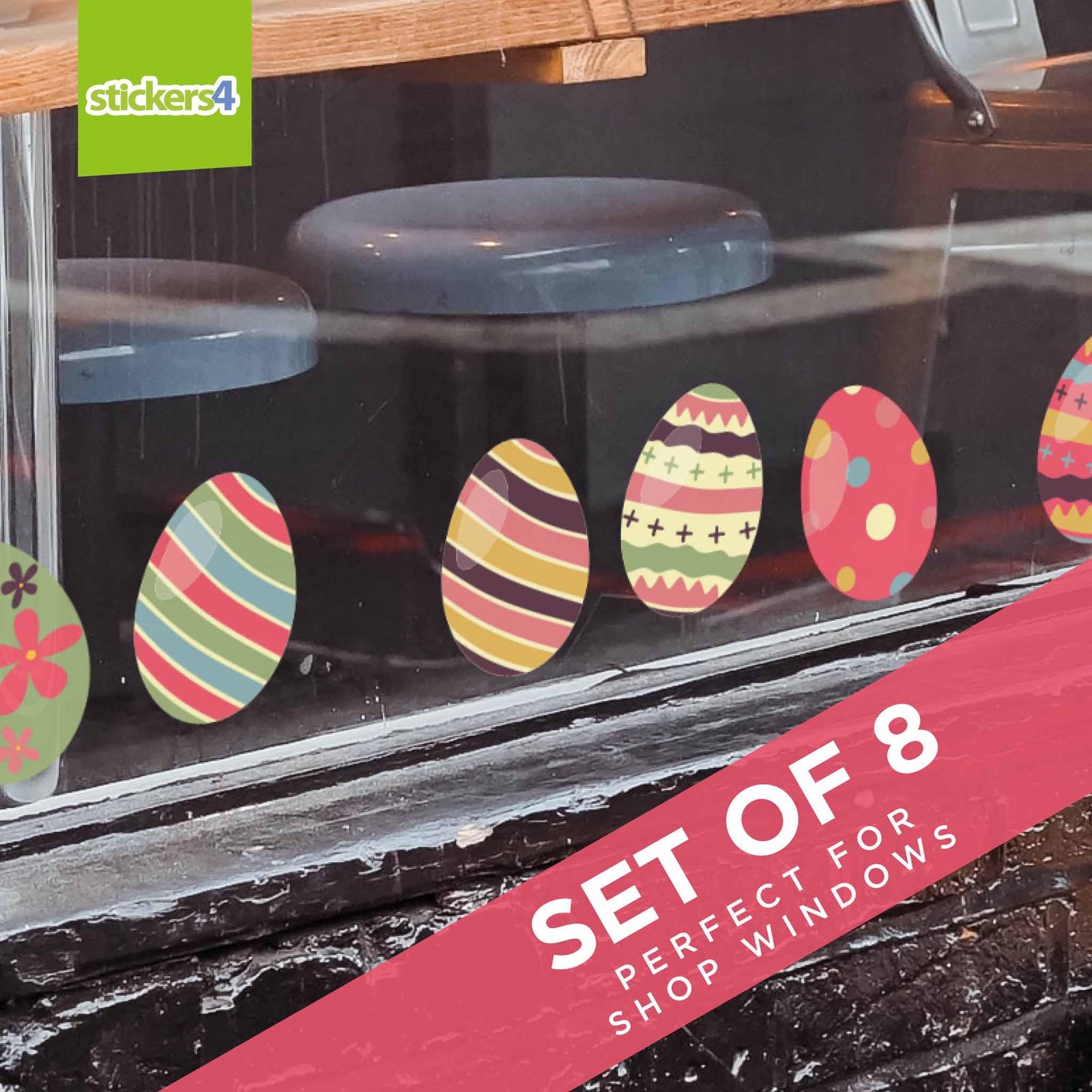 8 Individual Arty Eggs Window Stickers Easter Window Display