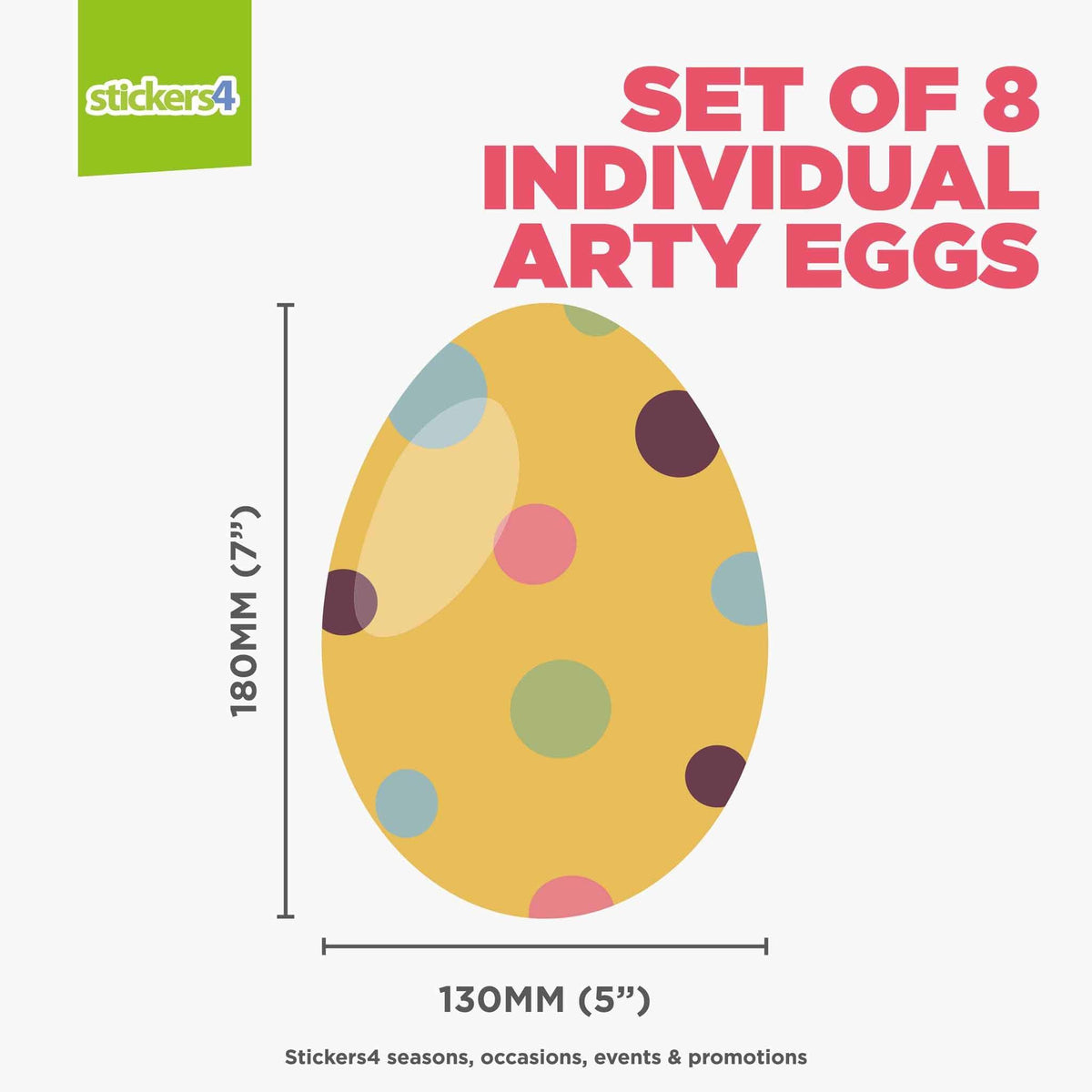 8 Individual Arty Eggs Window Stickers