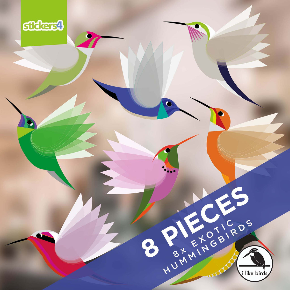 I Like Birds - Exotic Hummingbirds, Set of 8 Large