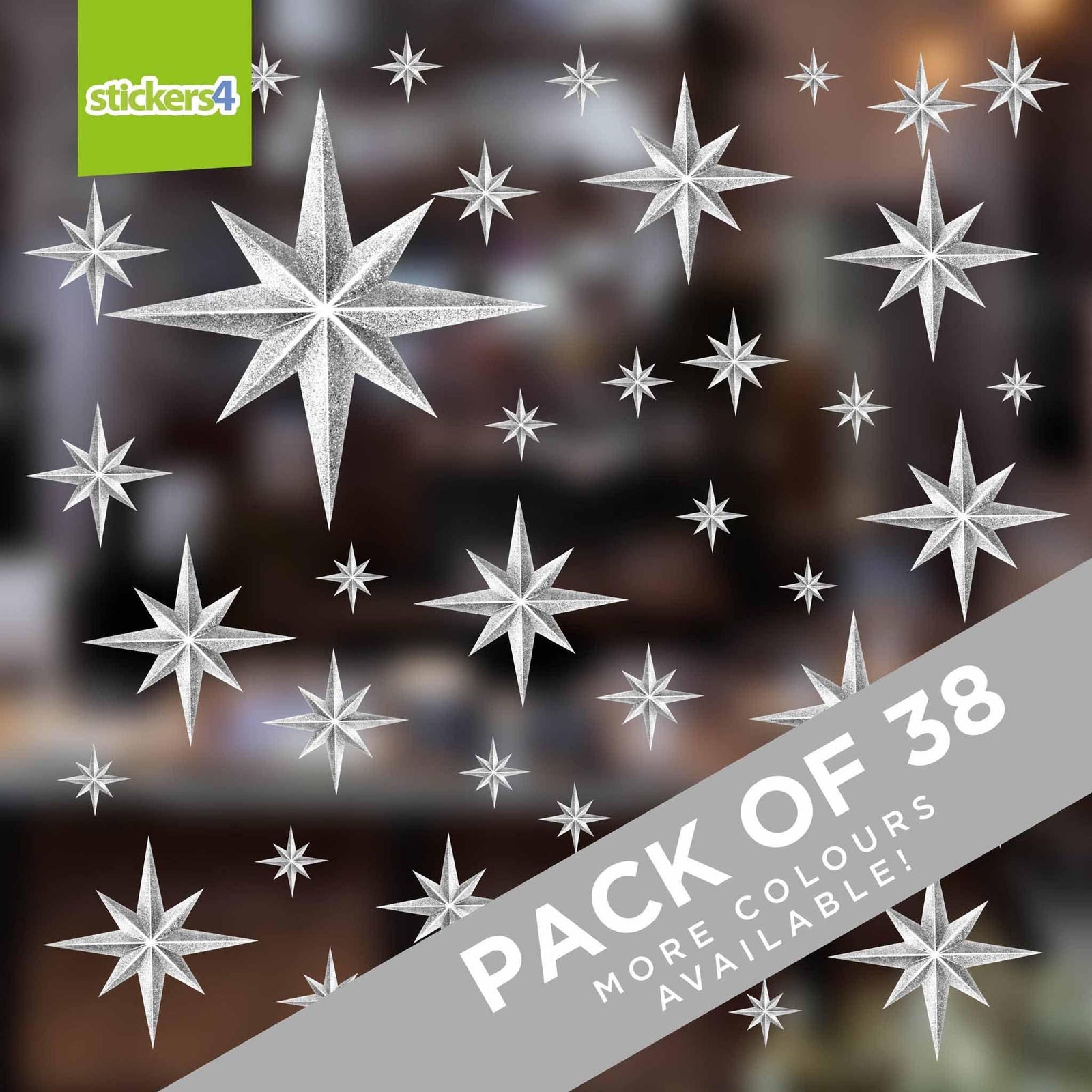 Silver Frost Christmas Star Window Stickers Christmas Window Display