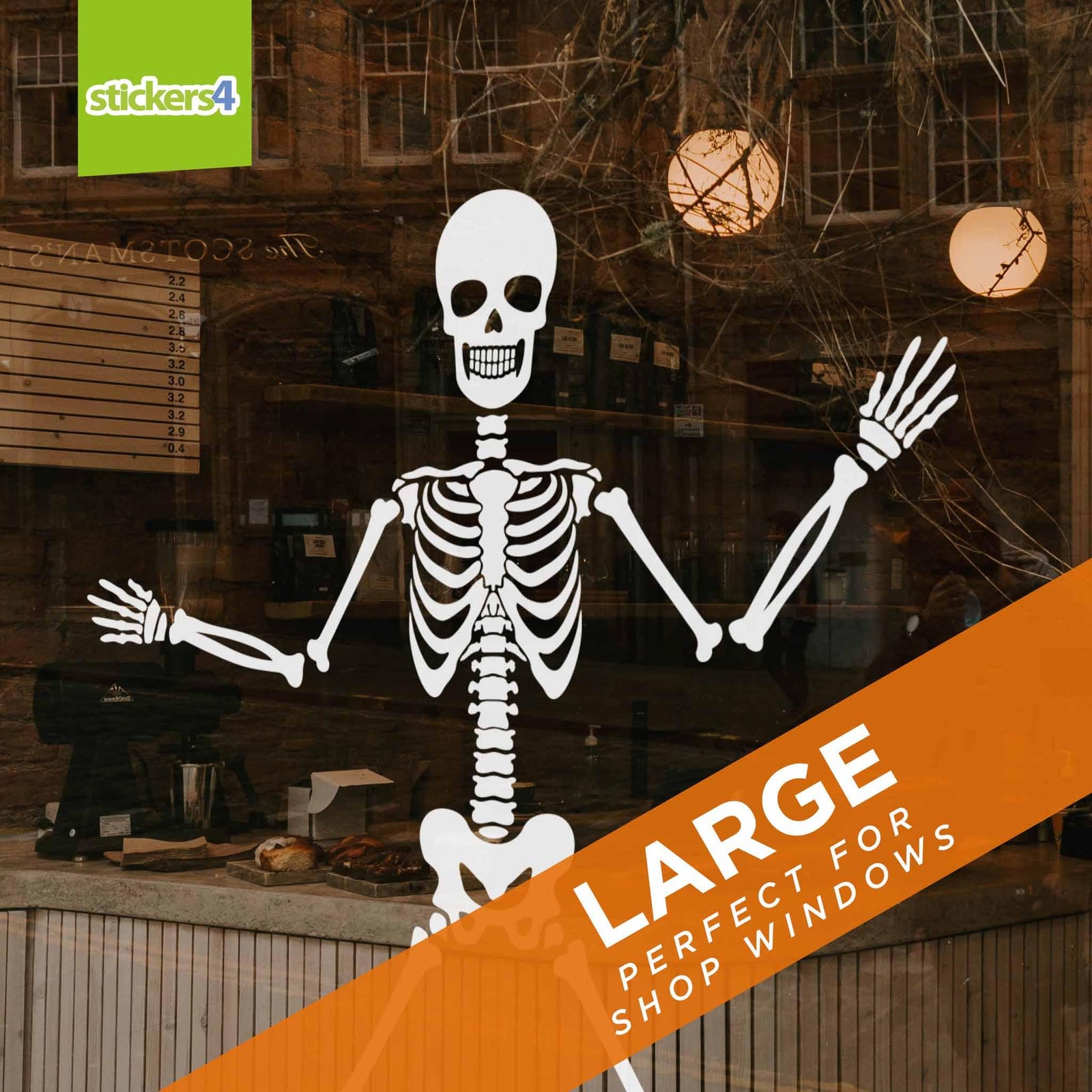 Large Posable Skeleton Window Sticker Halloween Display