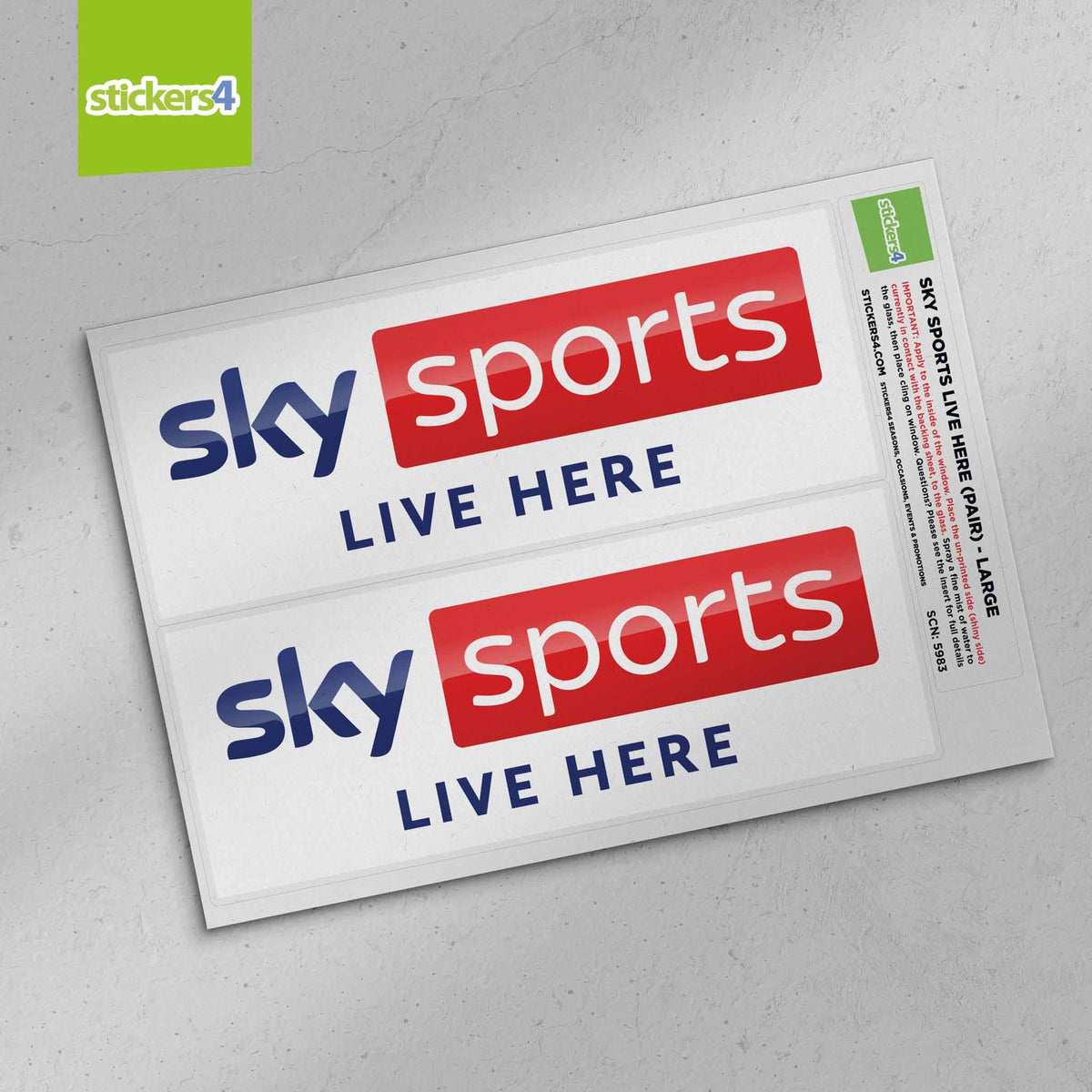 Sky Sports Live Here (Pair) Window Sticker Events