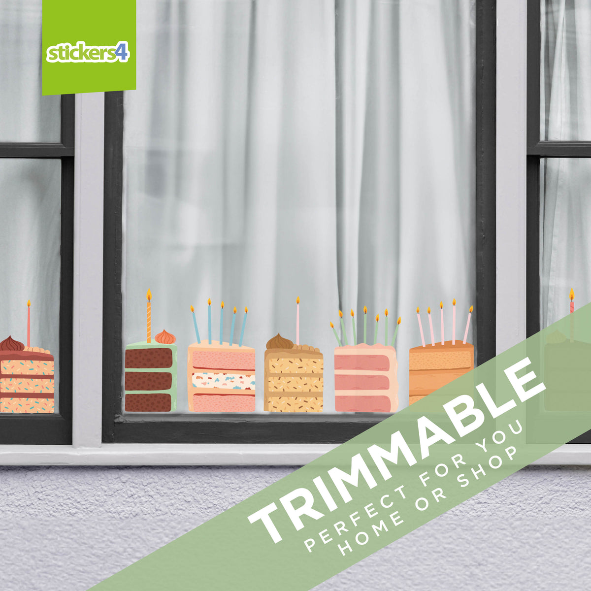 Sliced Cake Border Window Sticker