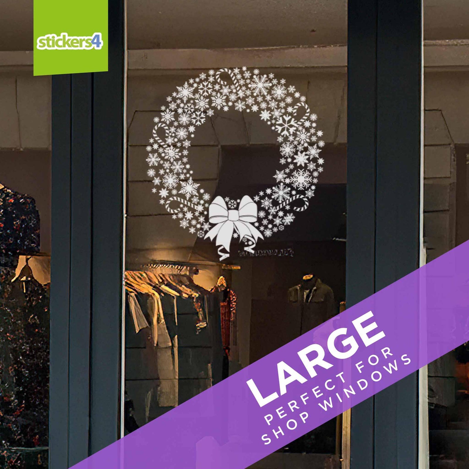 Snowflake Wreath Window Cling Sticker Christmas Window Display