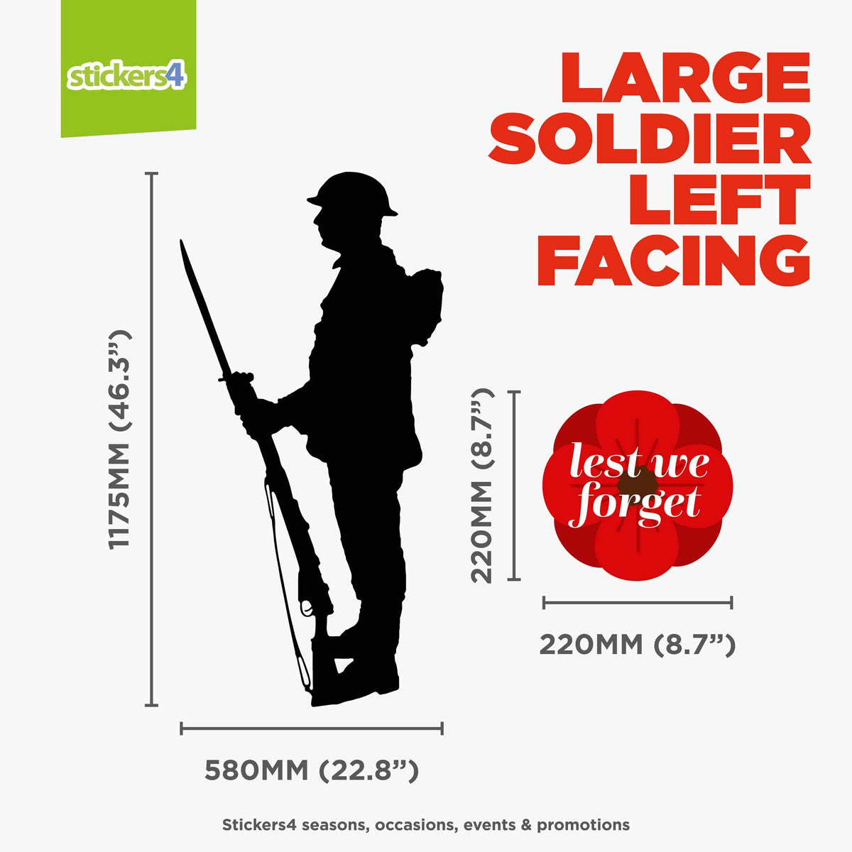 Soldier Silhouette with Poppies - Remembrance Day Window Decoration