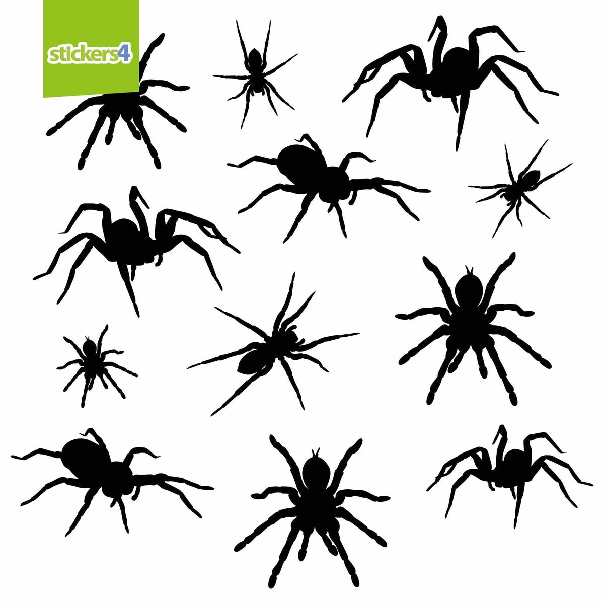 Pack of 12 Halloween Spider Window Stickers (White or Black) Halloween Display