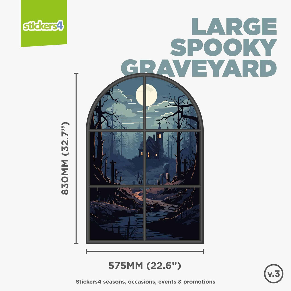 Spooky Graveyard House Scene Halloween Window Sticker Halloween Display