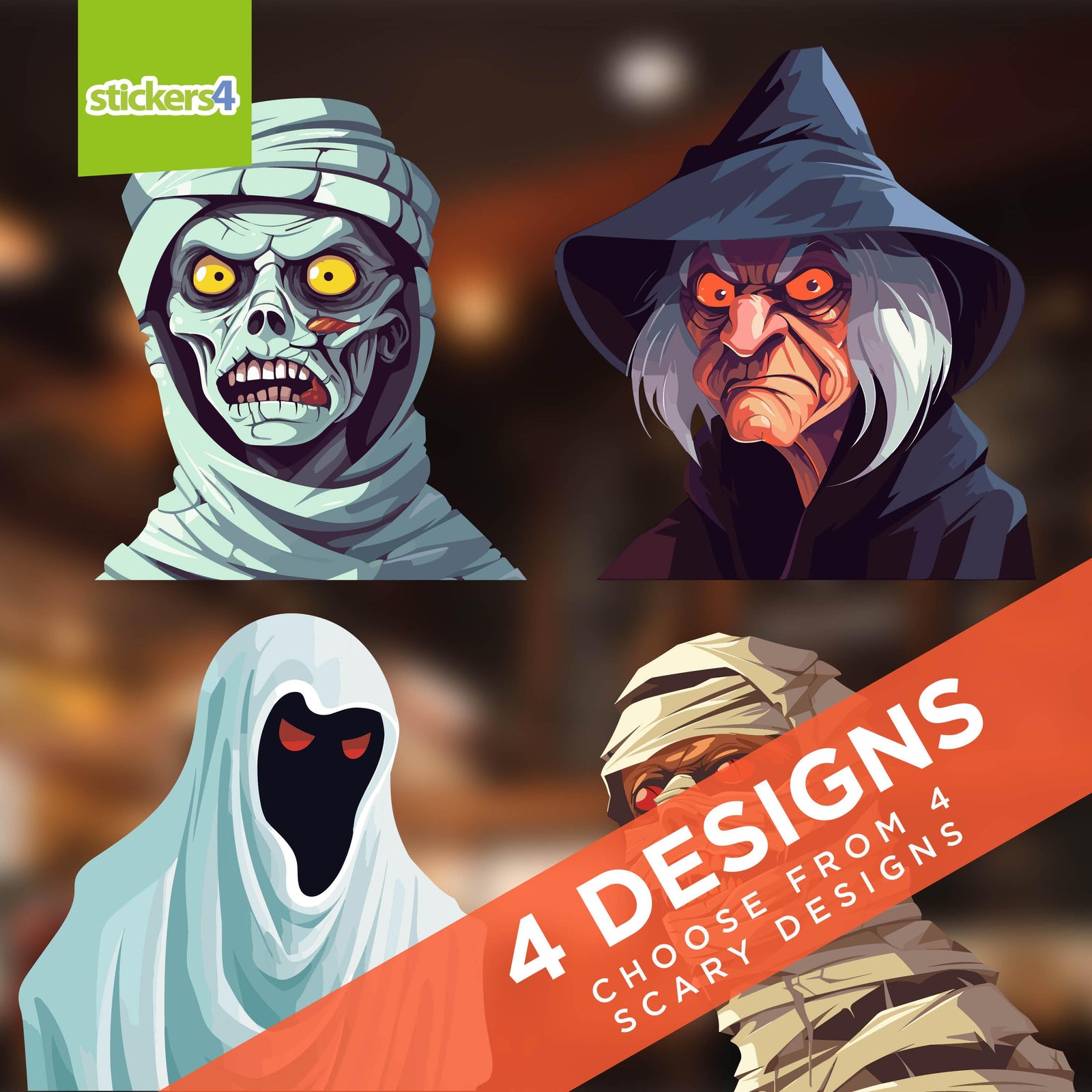 Scary Halloween Character Window Stickers Halloween Display