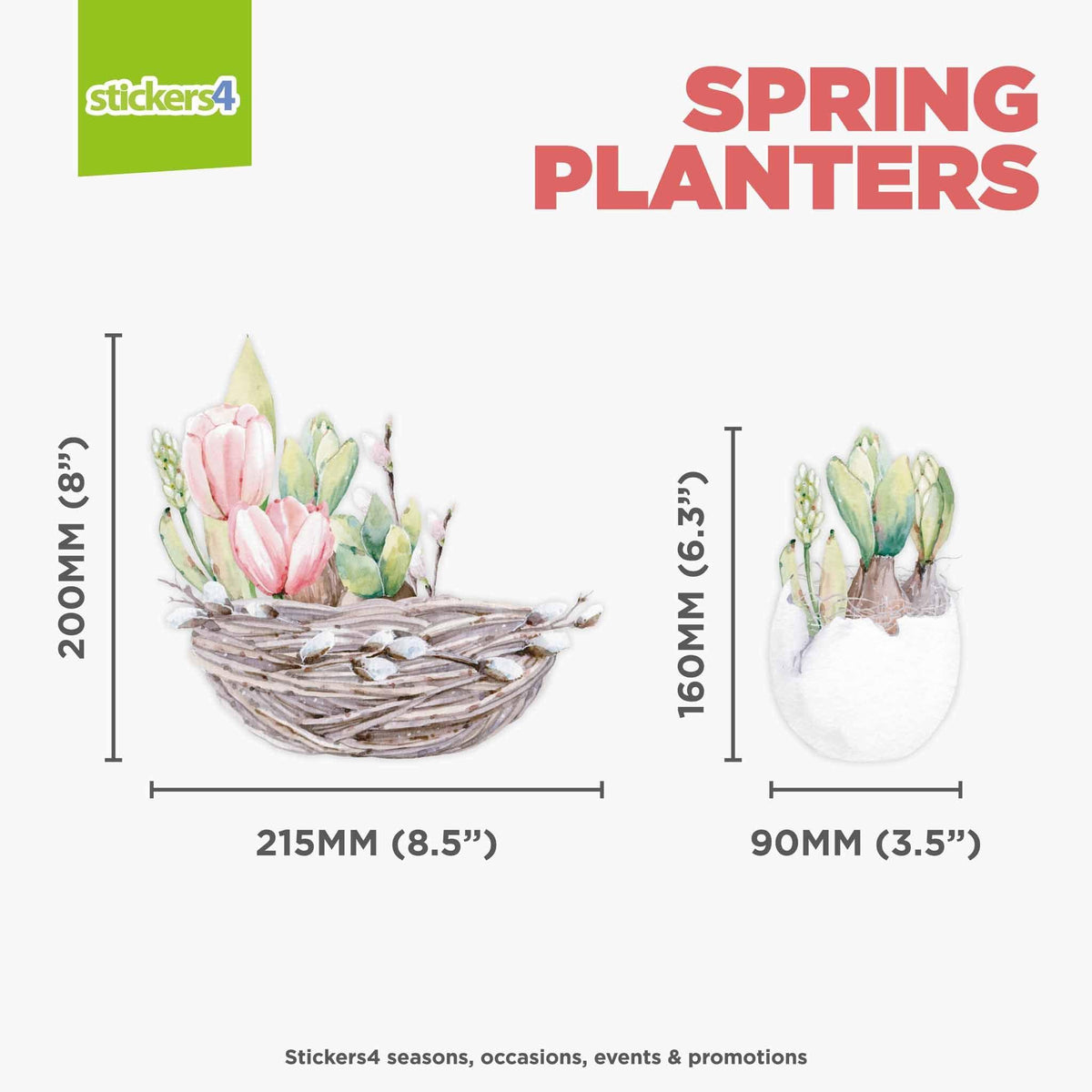 Spring Planters Window Cling Stickers Spring Window Displays