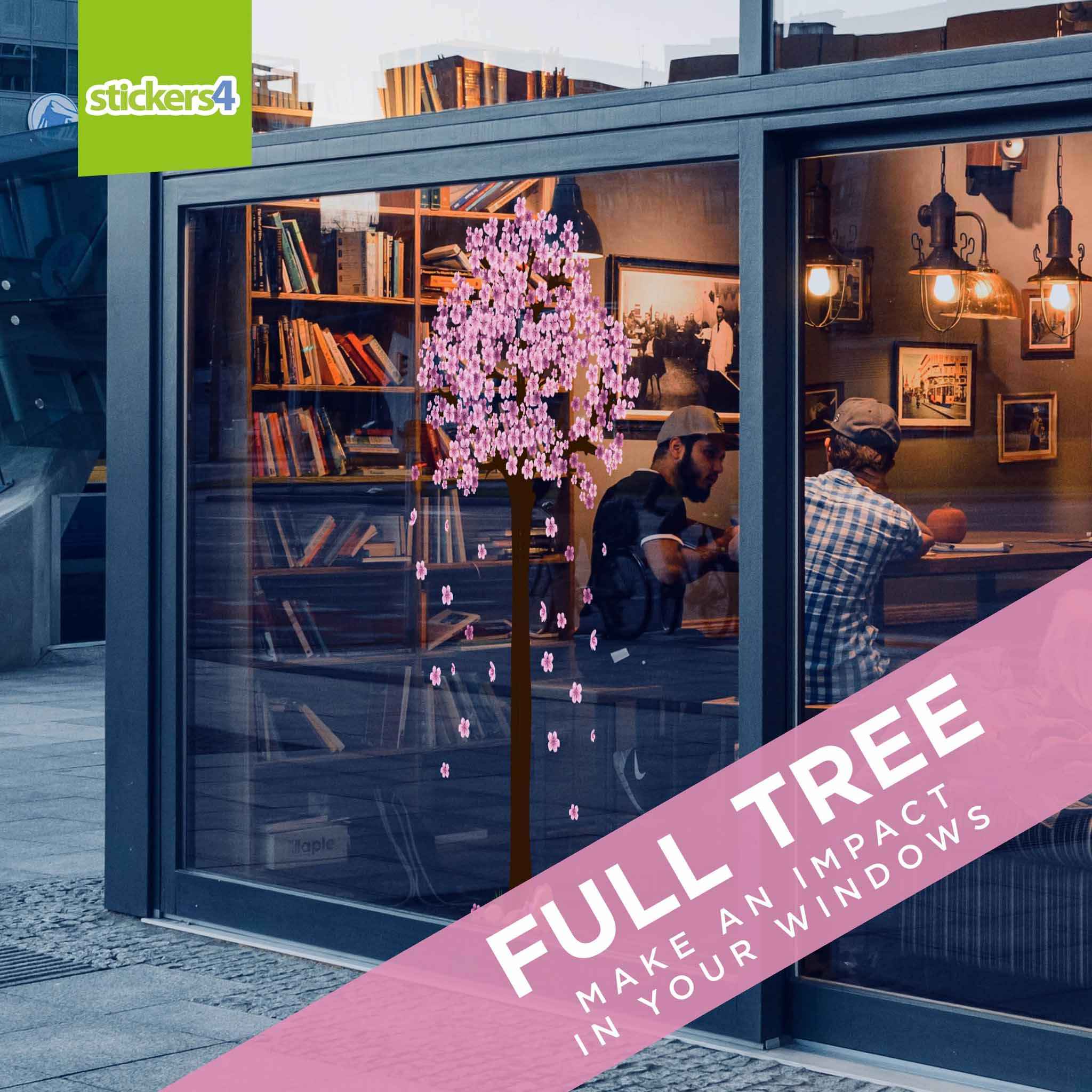 Colourful Tree Window Sticker Spring Tree with Blossom Window Sticker | Shop Decoration