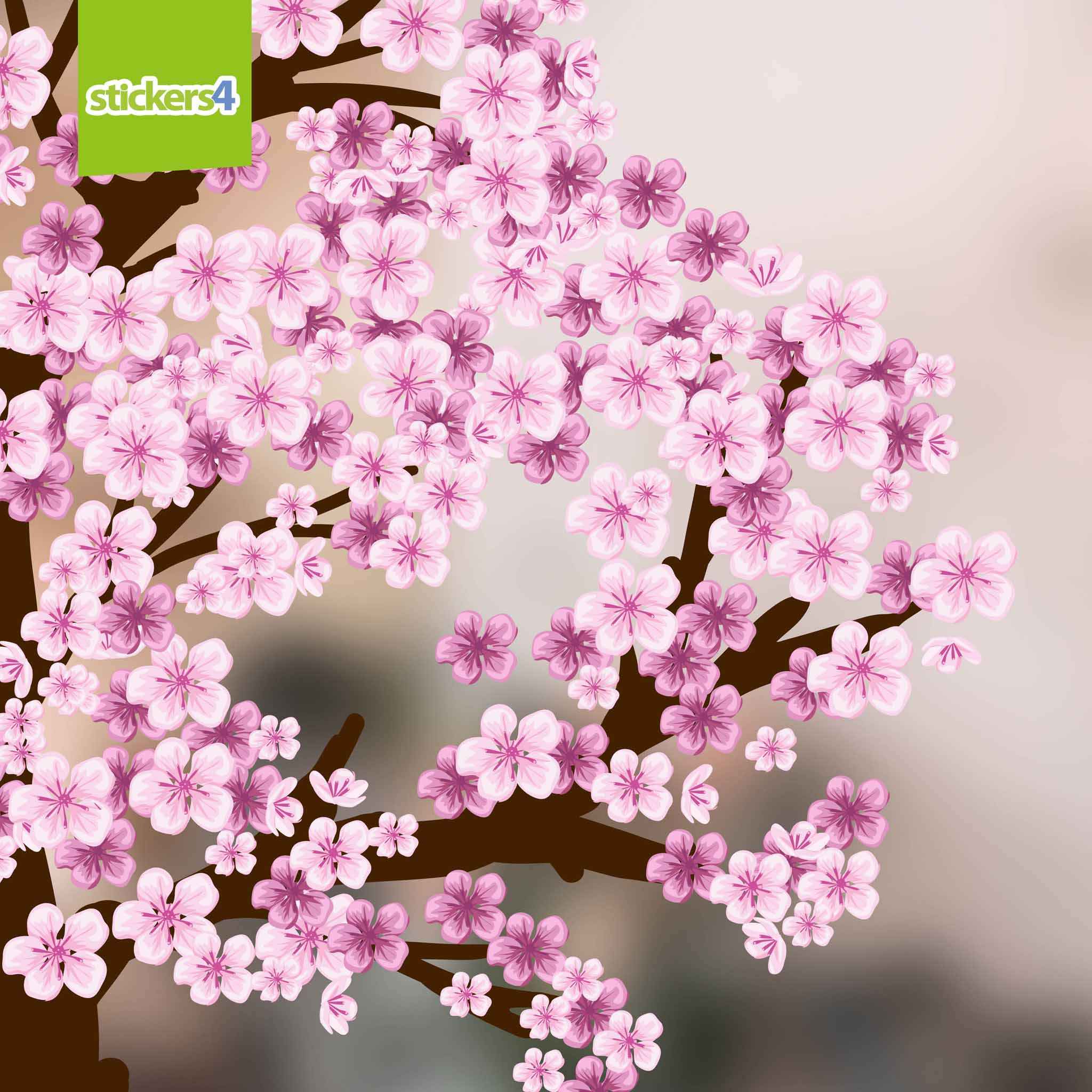 Colourful Tree Window Sticker Spring Tree with Blossom Window Sticker | Shop Decoration