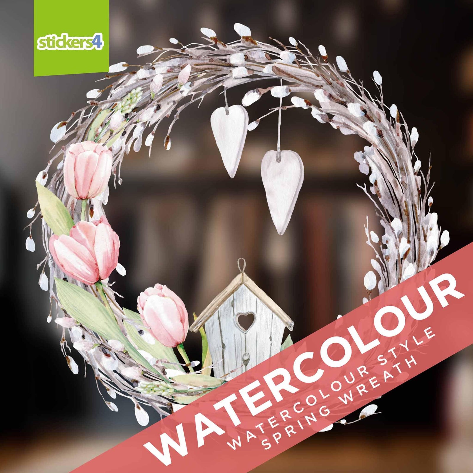 Spring Wreath Window Cling Spring Window Displays