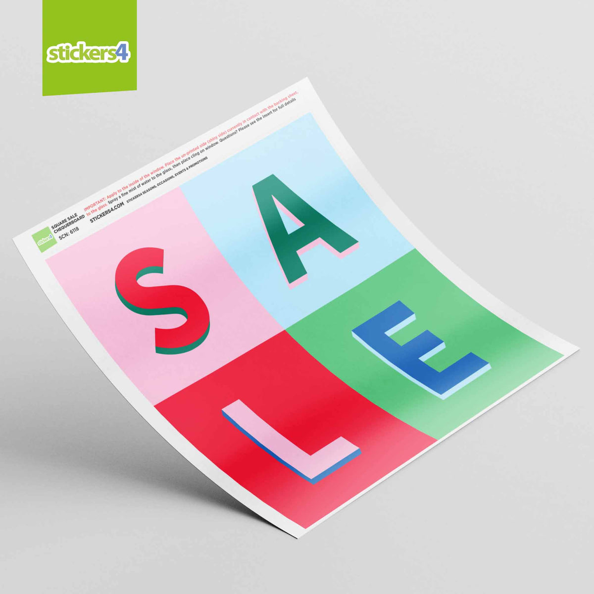 Square SALE Chequerboard Window Sticker