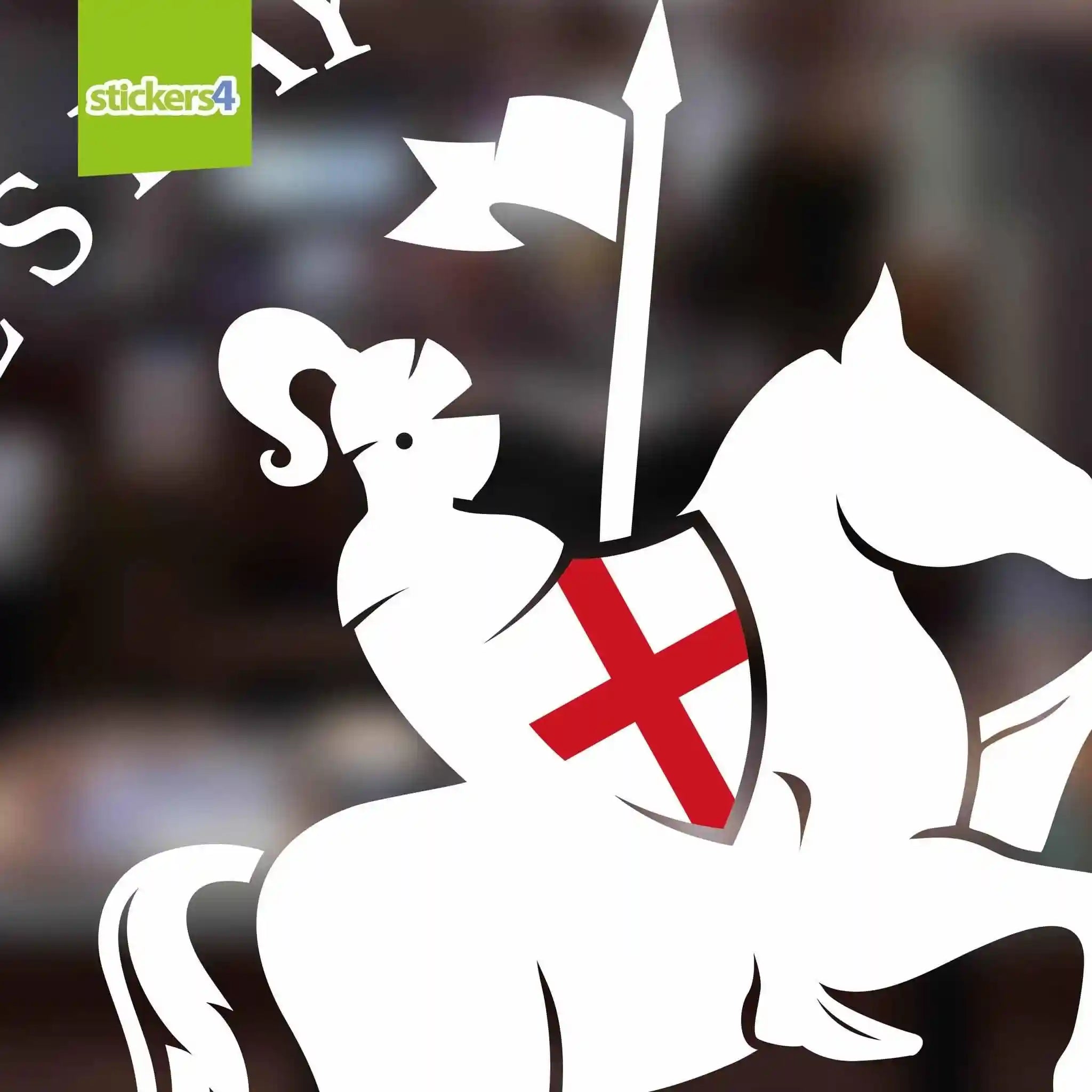 St George on Horse Silhouette Window Sticker | St George's Day
