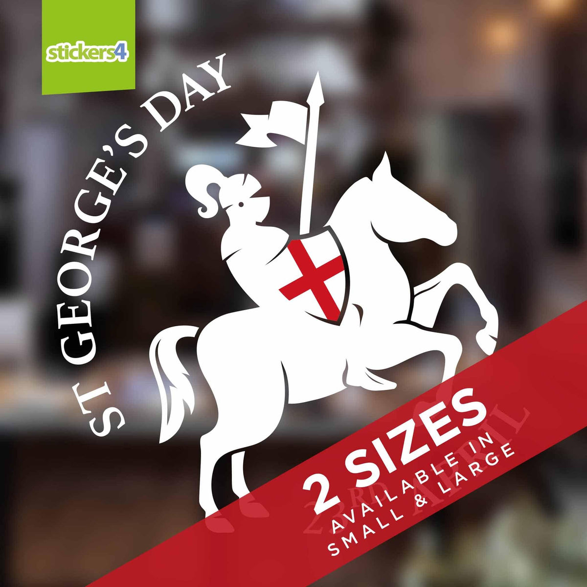 St George on Horse Silhouette Window Sticker St George&#39;s Day Window Display