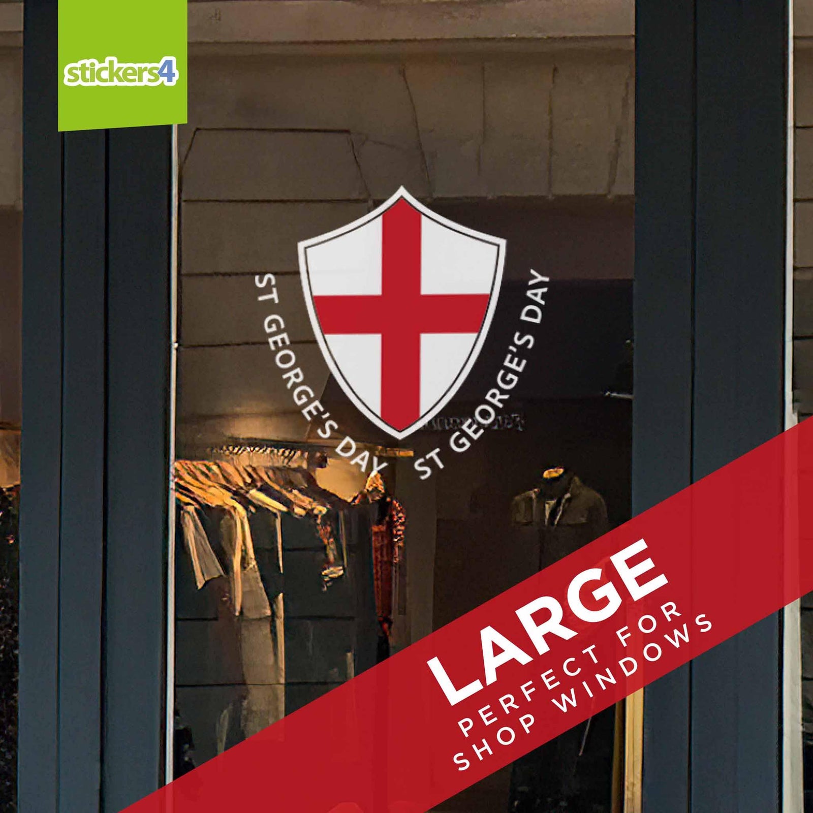 St George's Day Shield Window Sticker St George's Day Window Display