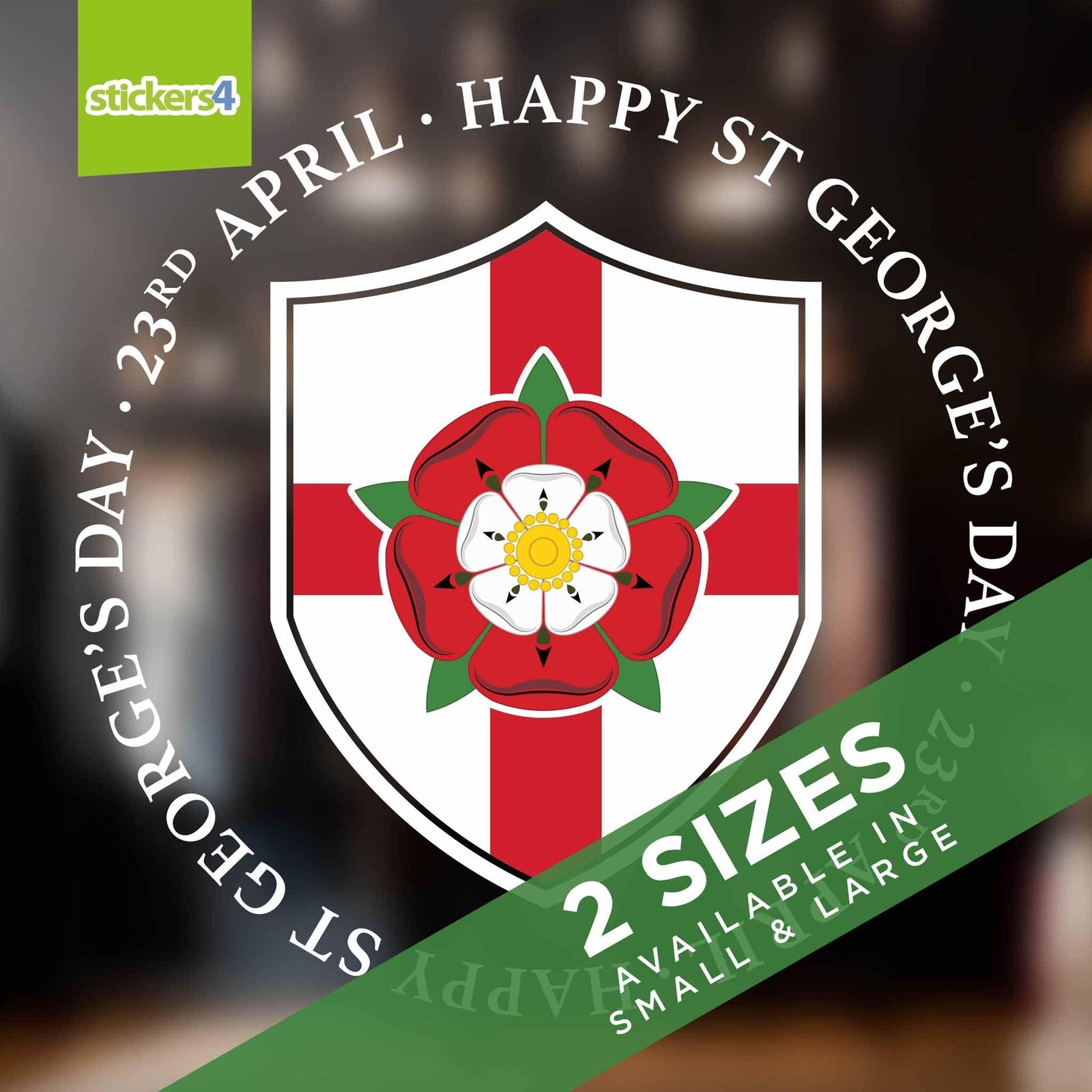 St George's Day Tudor Rose Roundel Window Sticker St George's Day Window Display