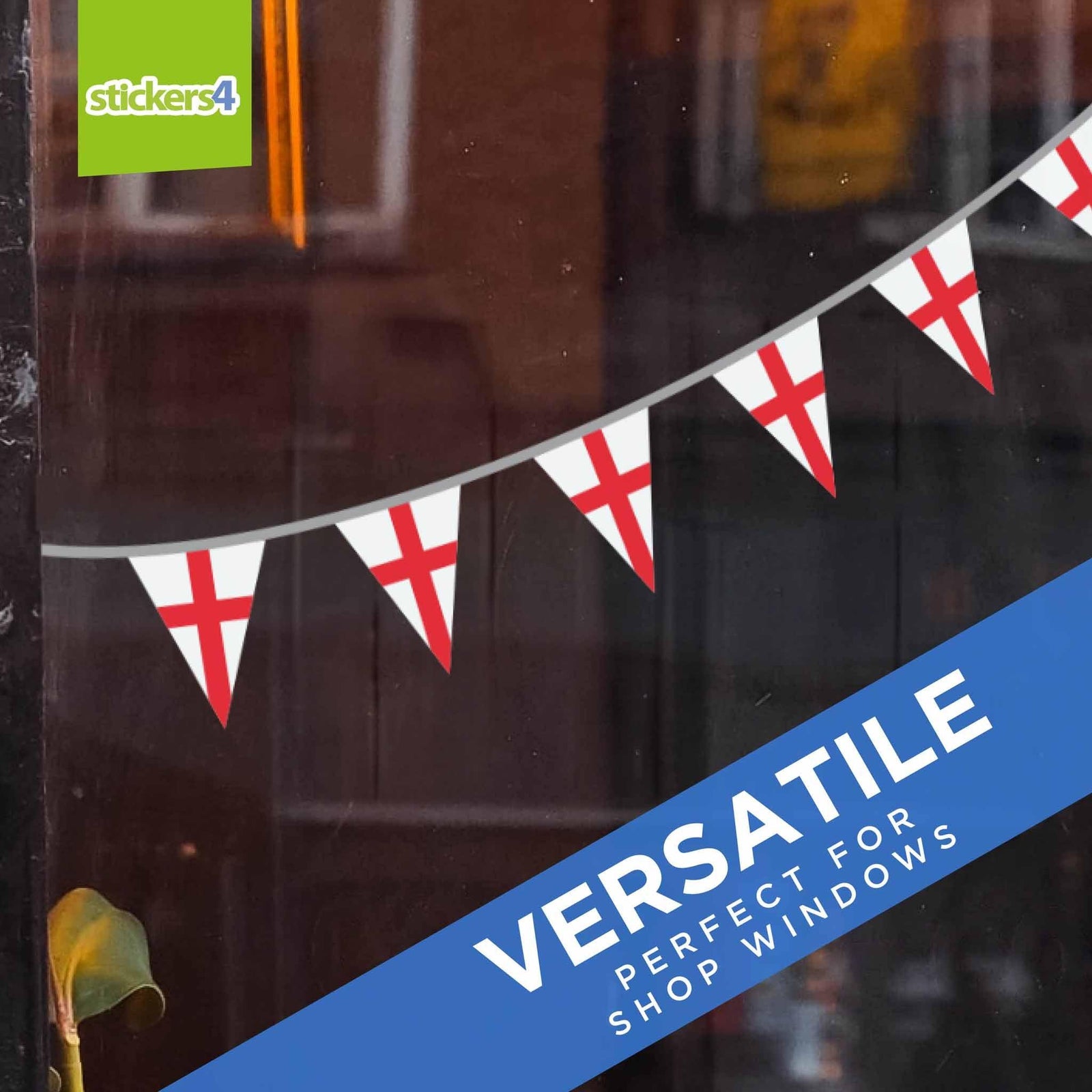 St George's Flag Bunting Effect Window Sticker Perfect Anytime