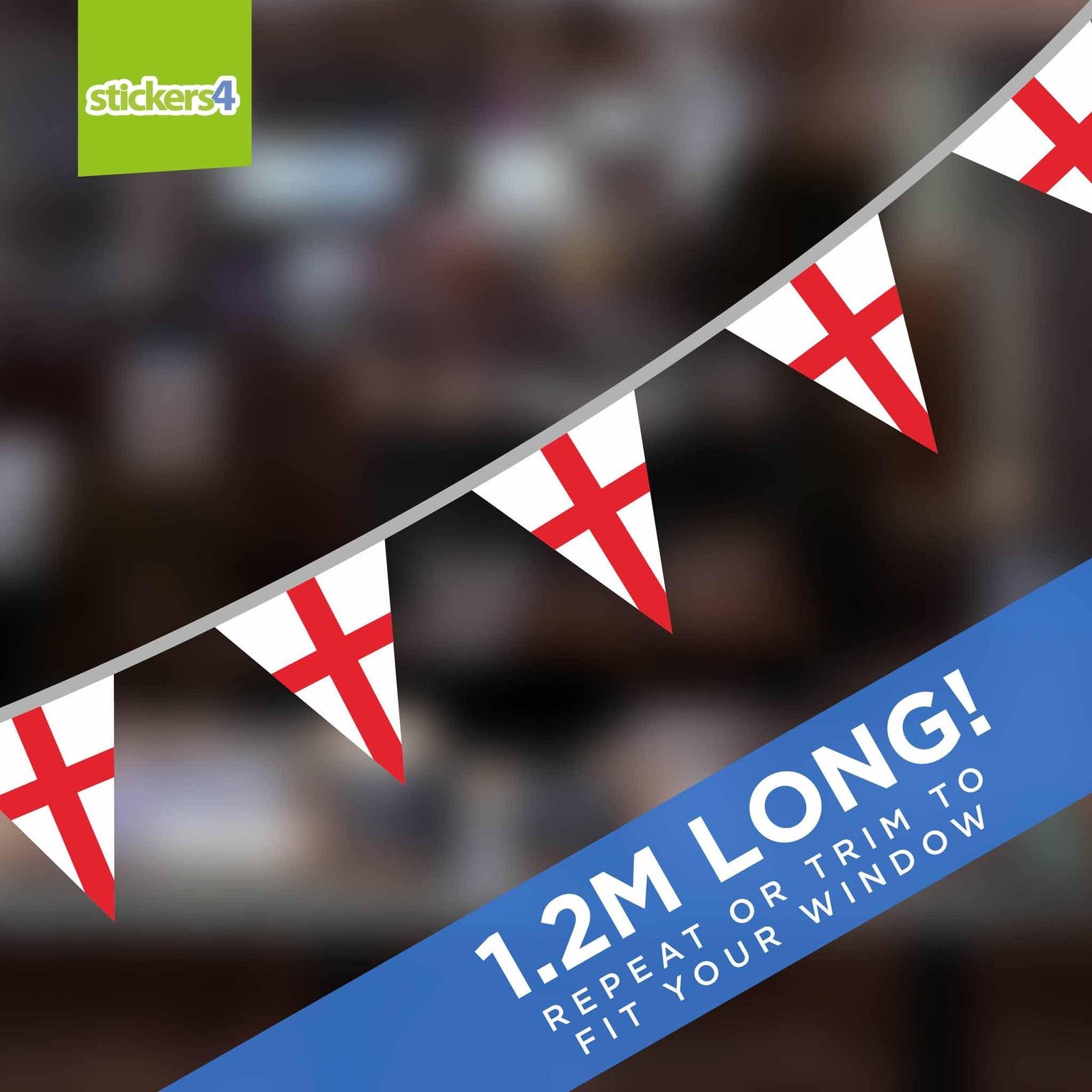 St George's Flag Bunting Effect Window Sticker Perfect Anytime
