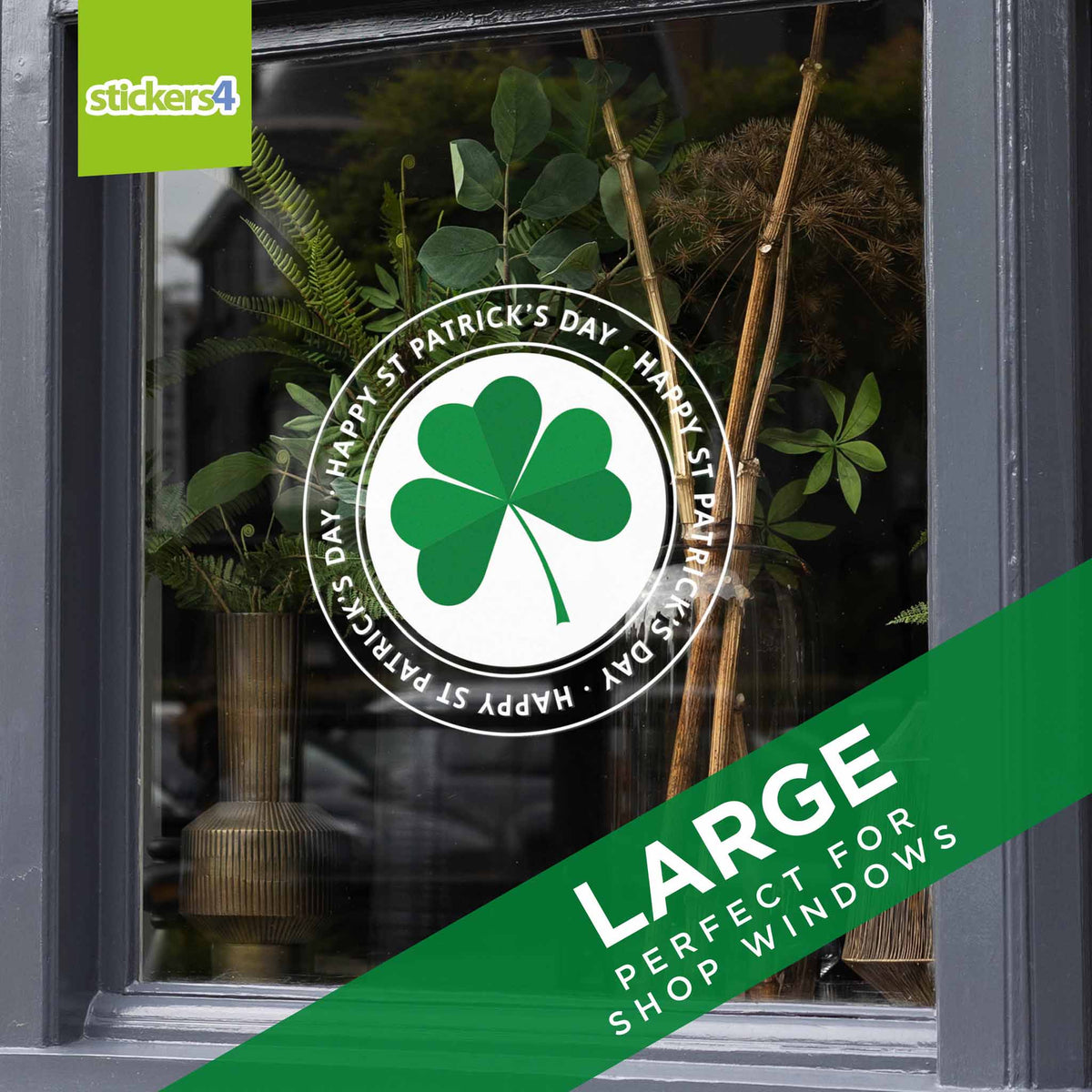 St. Patrick&#39;s Day Shamrock Roundel Window Sticker