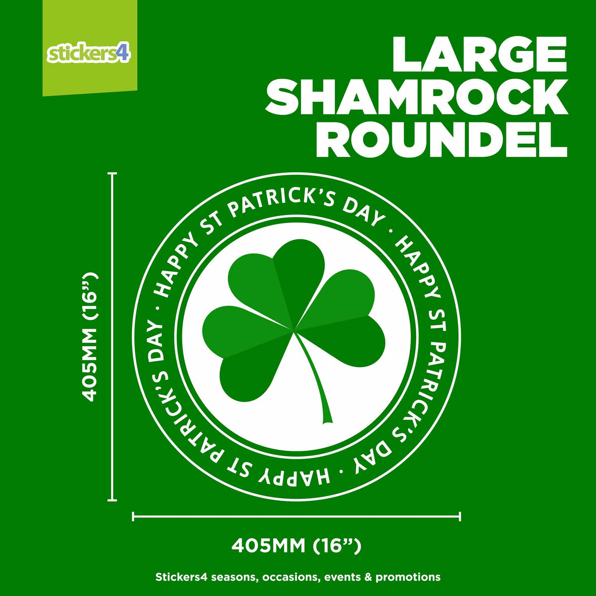 St. Patrick&#39;s Day Shamrock Roundel Window Sticker