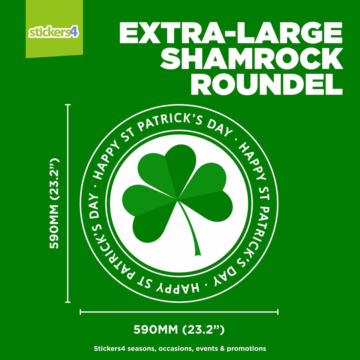 St. Patrick&#39;s Day Shamrock Roundel Window Sticker