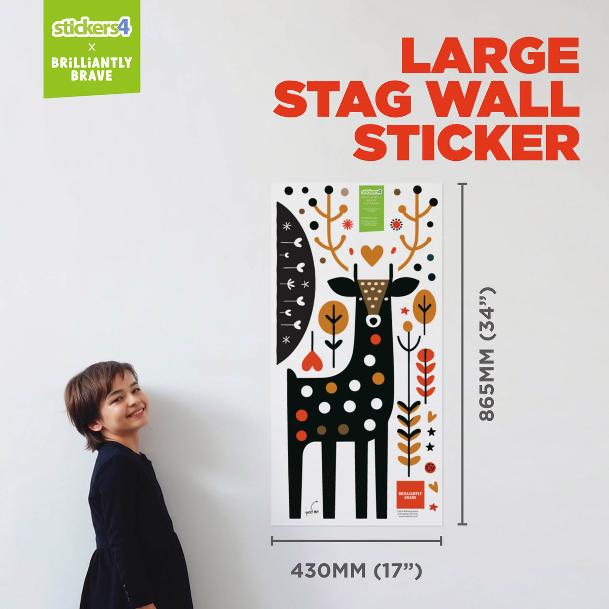 Brilliantly Brave Stag Wall Sticker