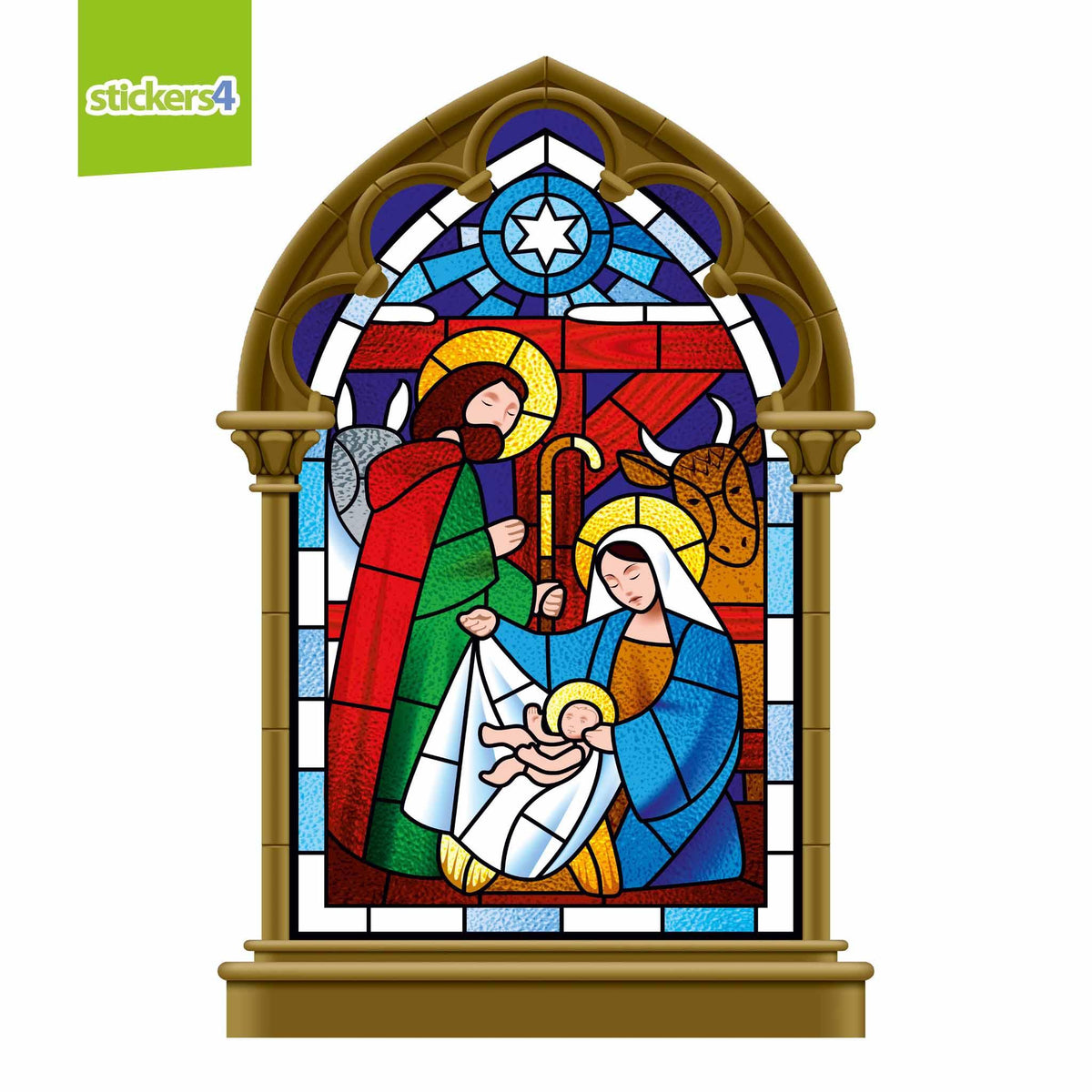 Stained Glass Style Christmas Nativity Scene Christmas Window Display