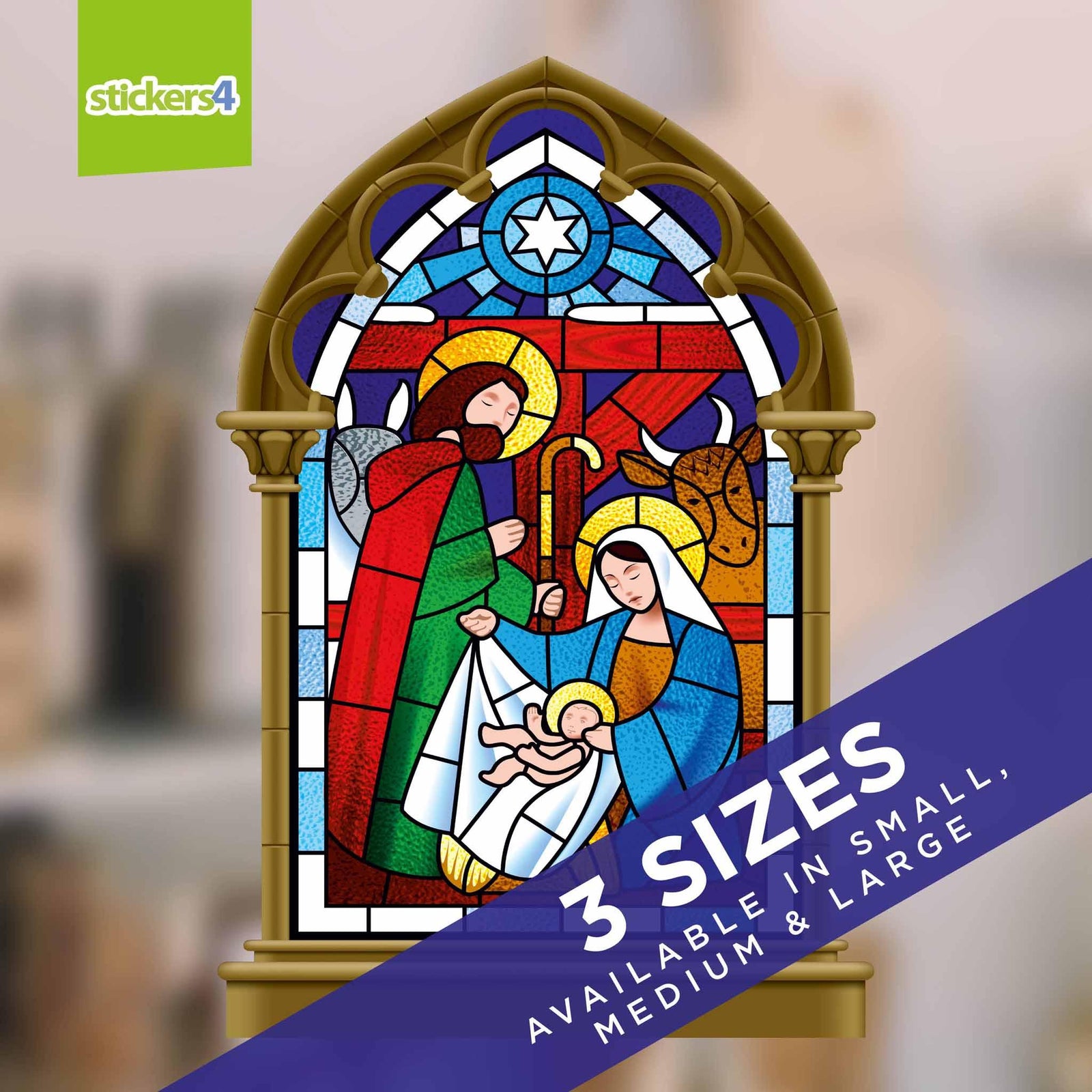 Stained Glass Style Christmas Nativity Scene Christmas Window Display