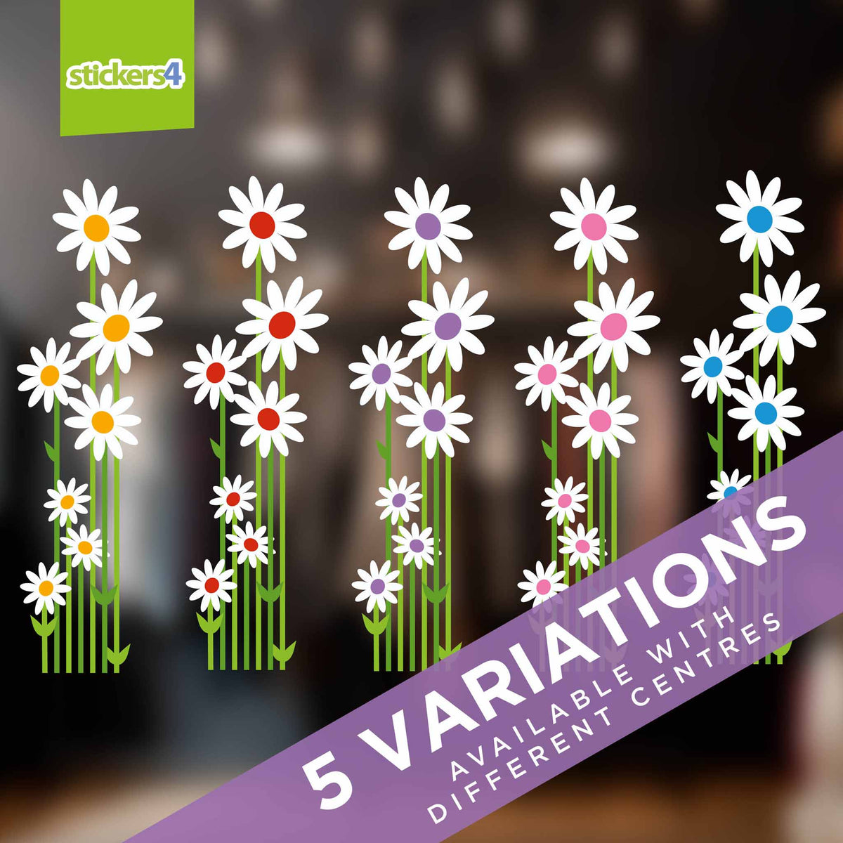 Standard Daisies with Stems Window Sticker