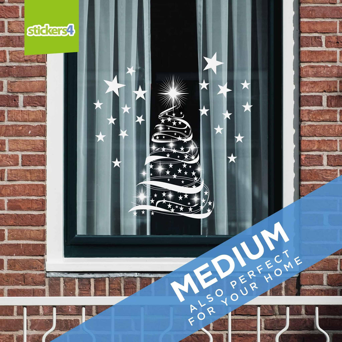 Christmas Star Tree Window Sticker - Now with added STARS! Christmas Window Display