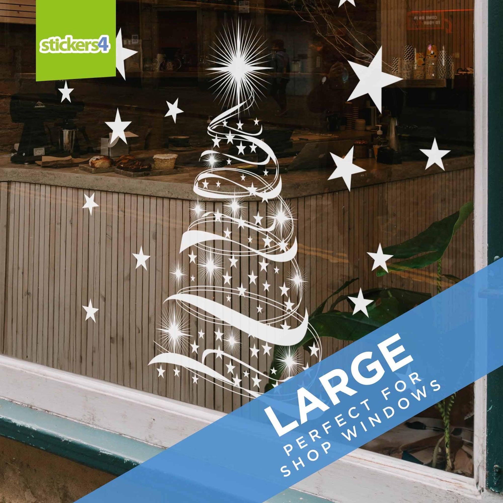 Christmas Star Tree Window Sticker - Now with added STARS! Christmas Window Display