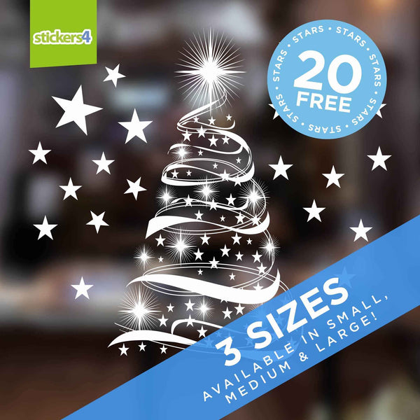 Christmas Star Tree Window Sticker - Now with added STARS! Christmas Window Display