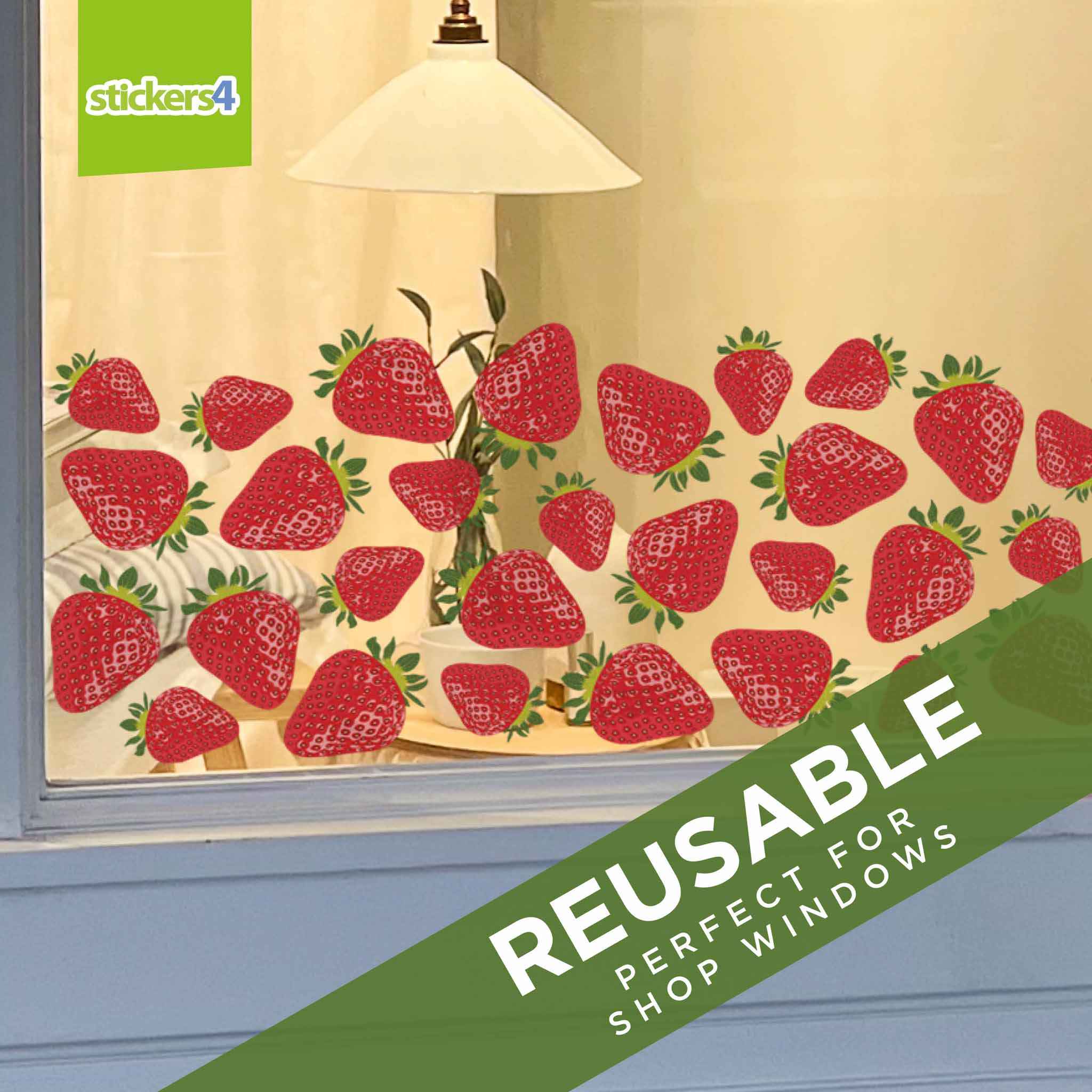 Strawberry Border Window Sticker | Summer Window Display