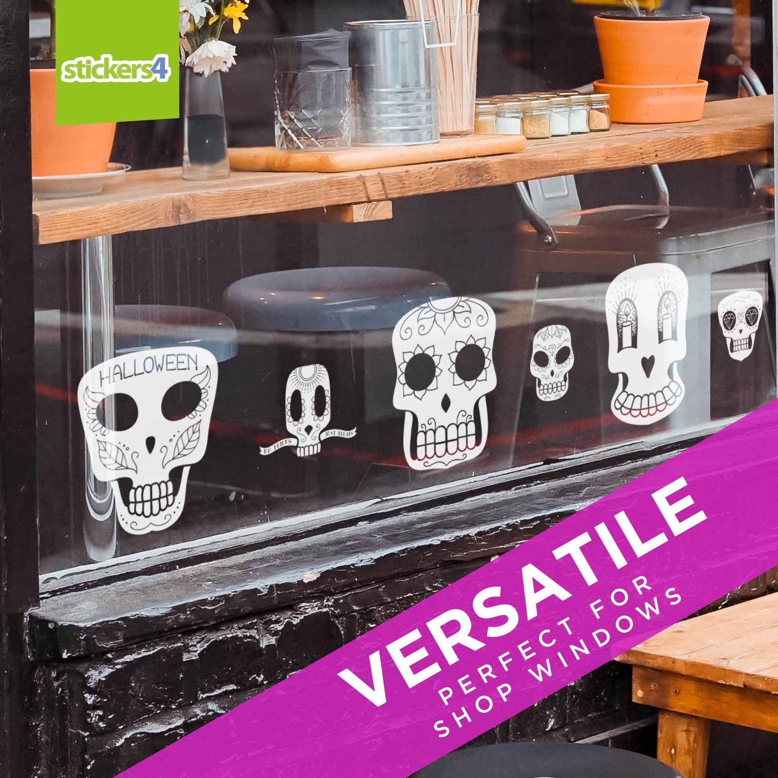 Sugar Skull Window Stickers Halloween Display