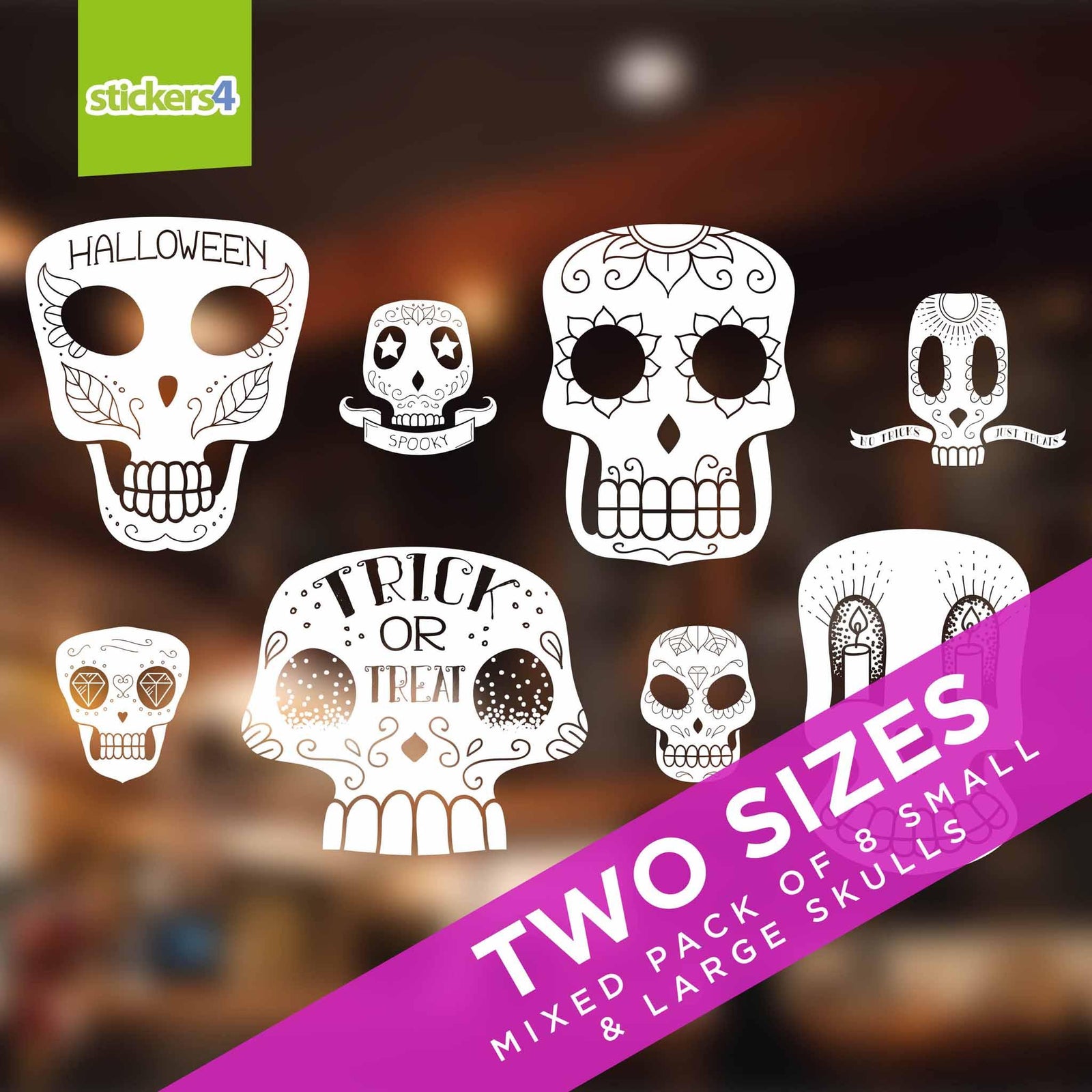 Sugar Skull Window Stickers Halloween Display