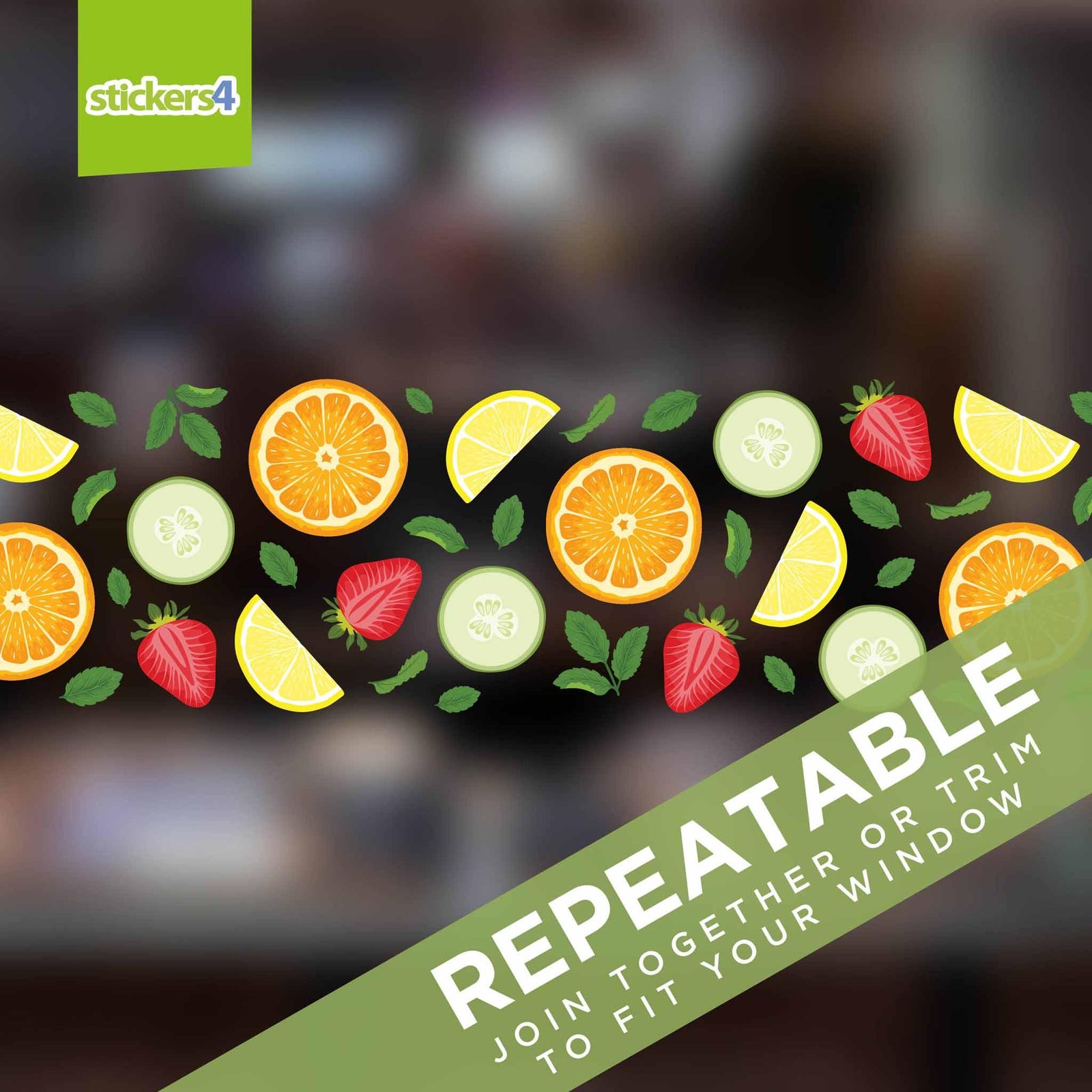 'Pimms' Style Summer Fruit Border Window Sticker 