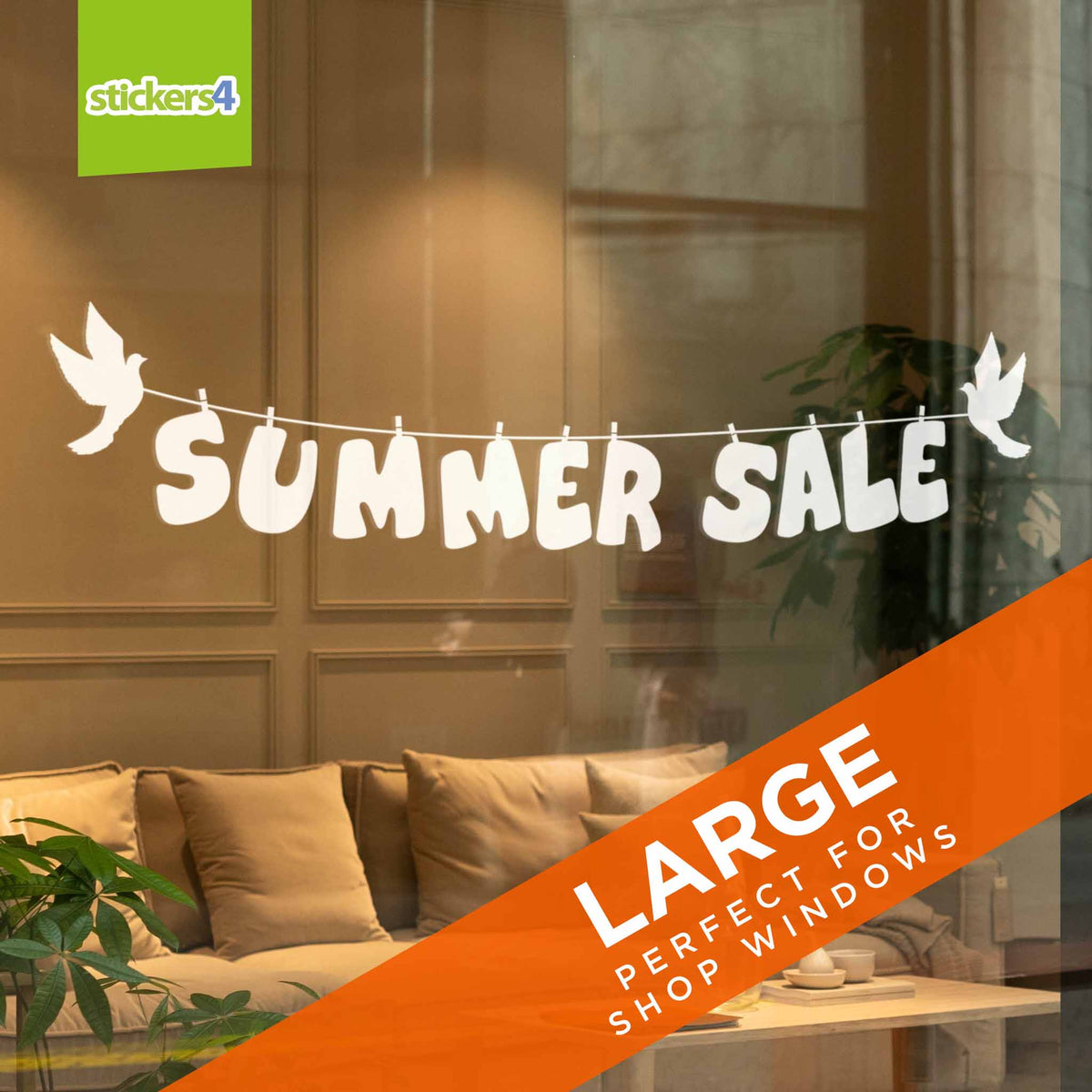 Summer Sale with Birds Window Sticker