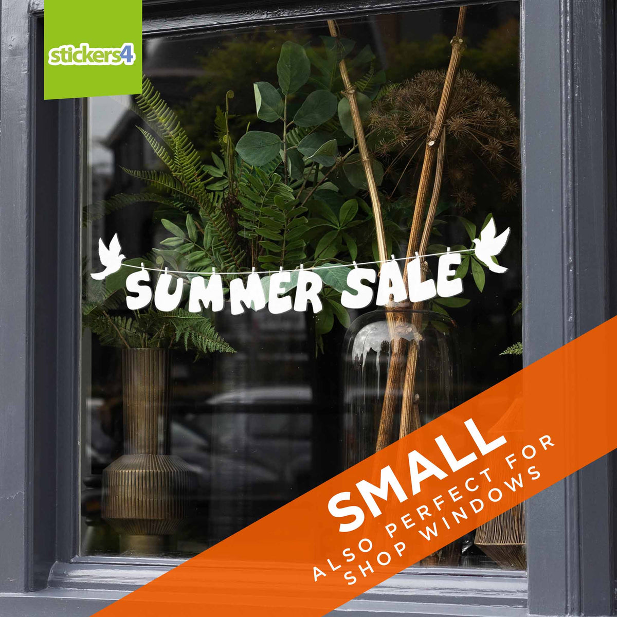 Summer Sale with Birds Window Sticker