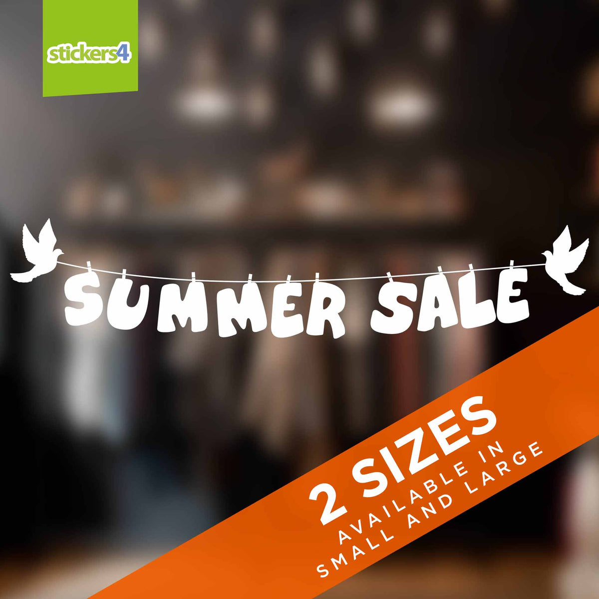 Summer Sale with Birds Window Sticker